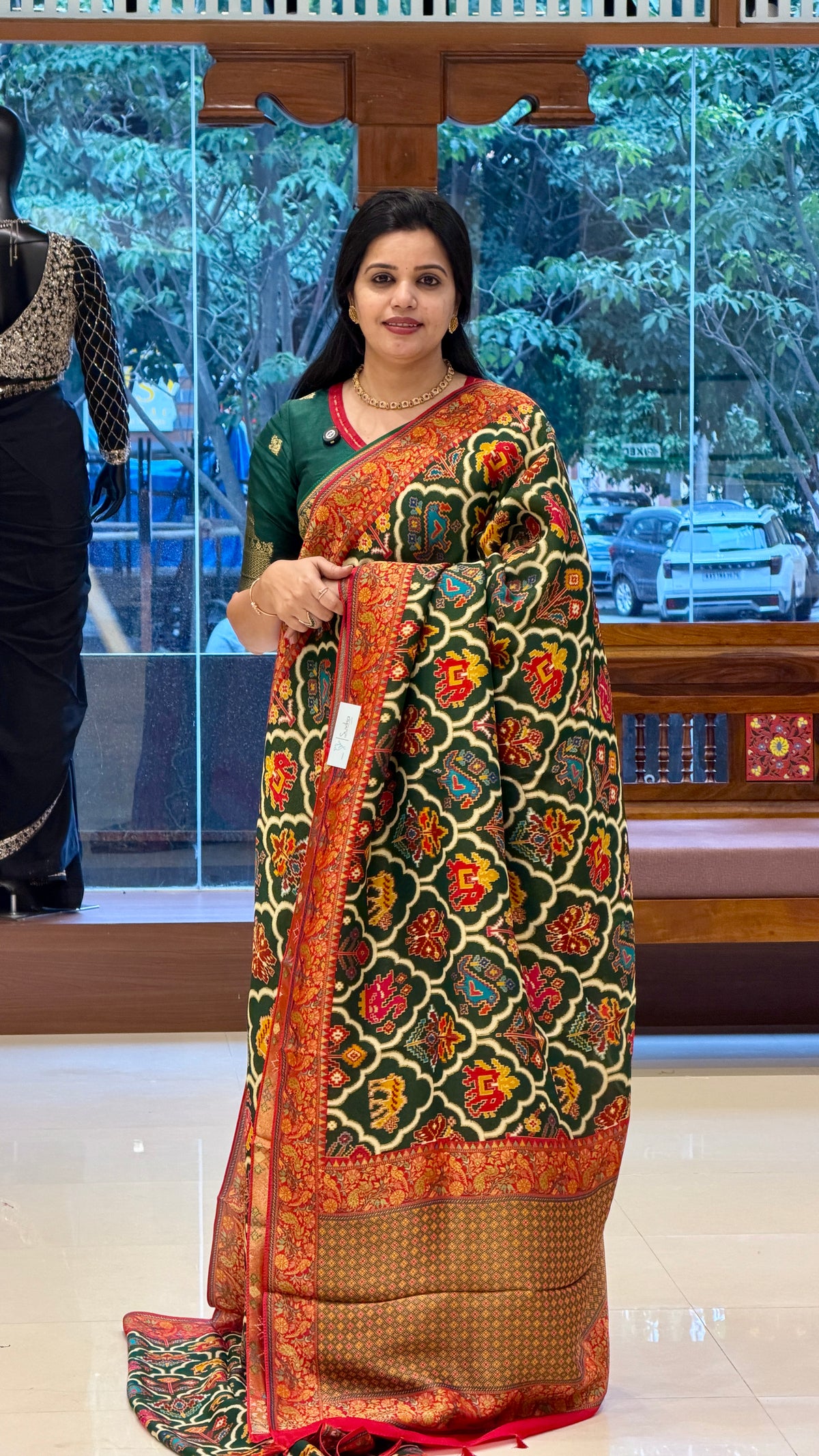 PASHMINA SILK SUV4696-BOTTLEGREEN