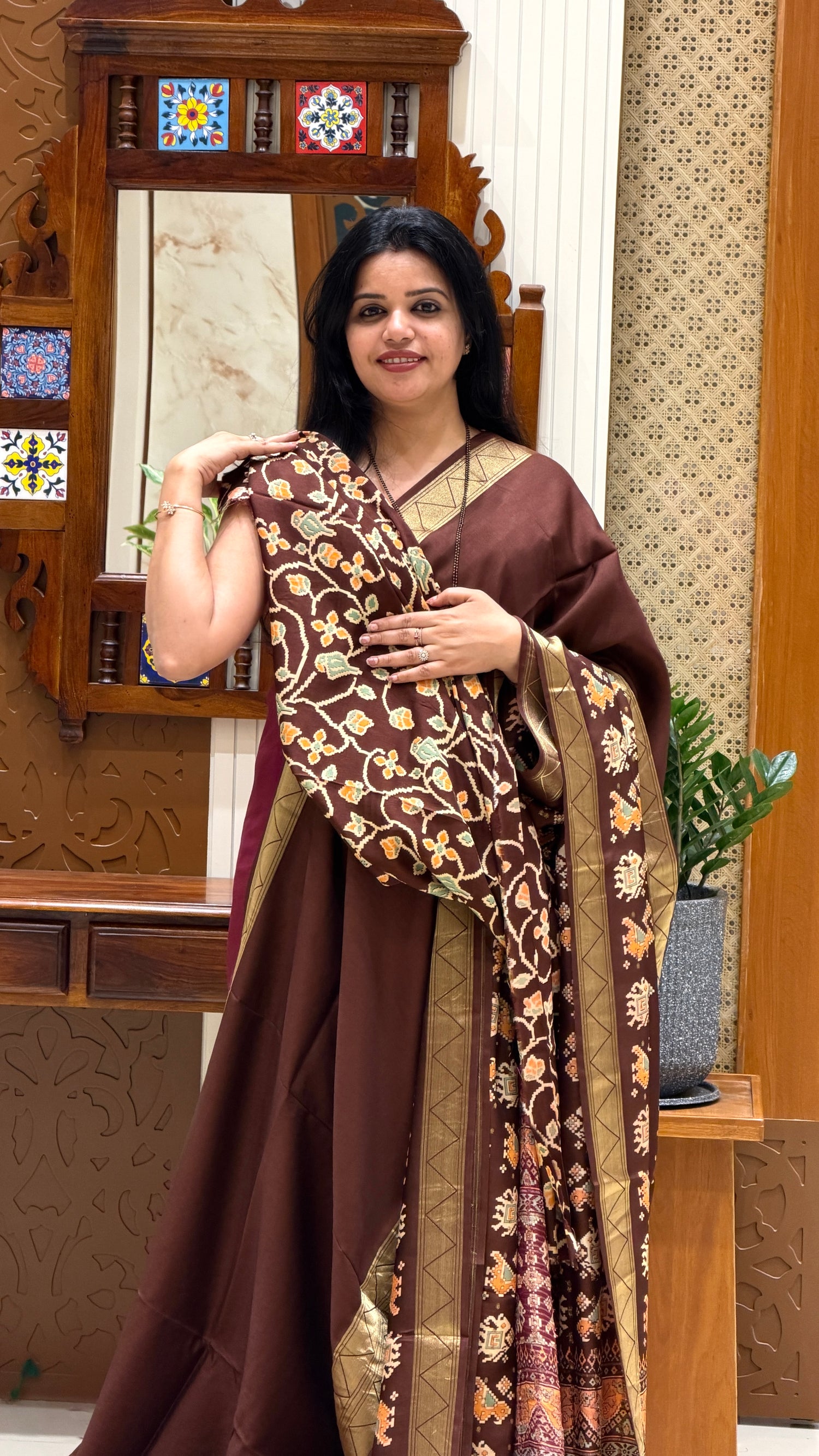 PRINTED CREPE SUV5779-COFFEEBROWN