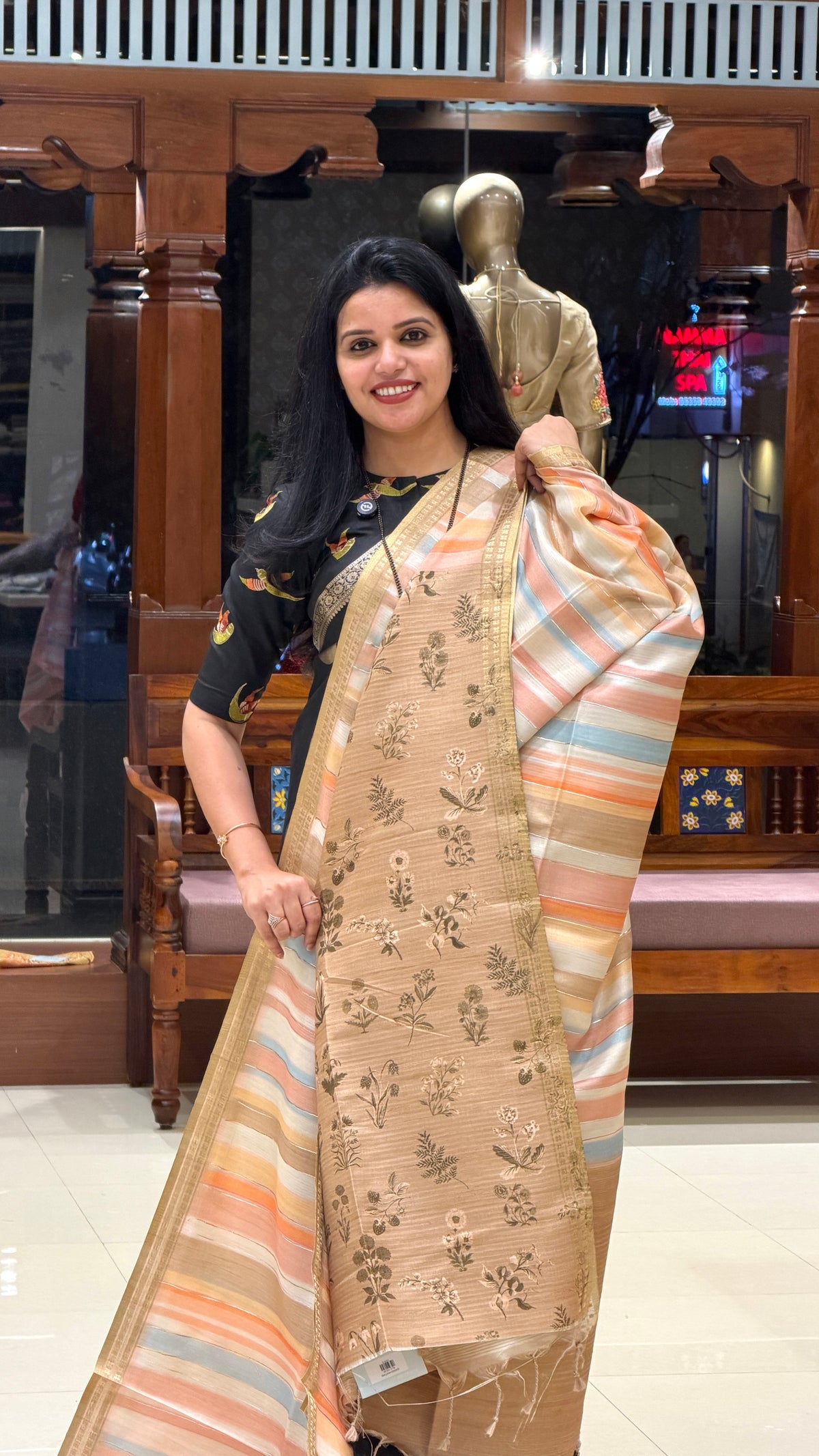 TUSSER SILK SUV5335-MUSTARD