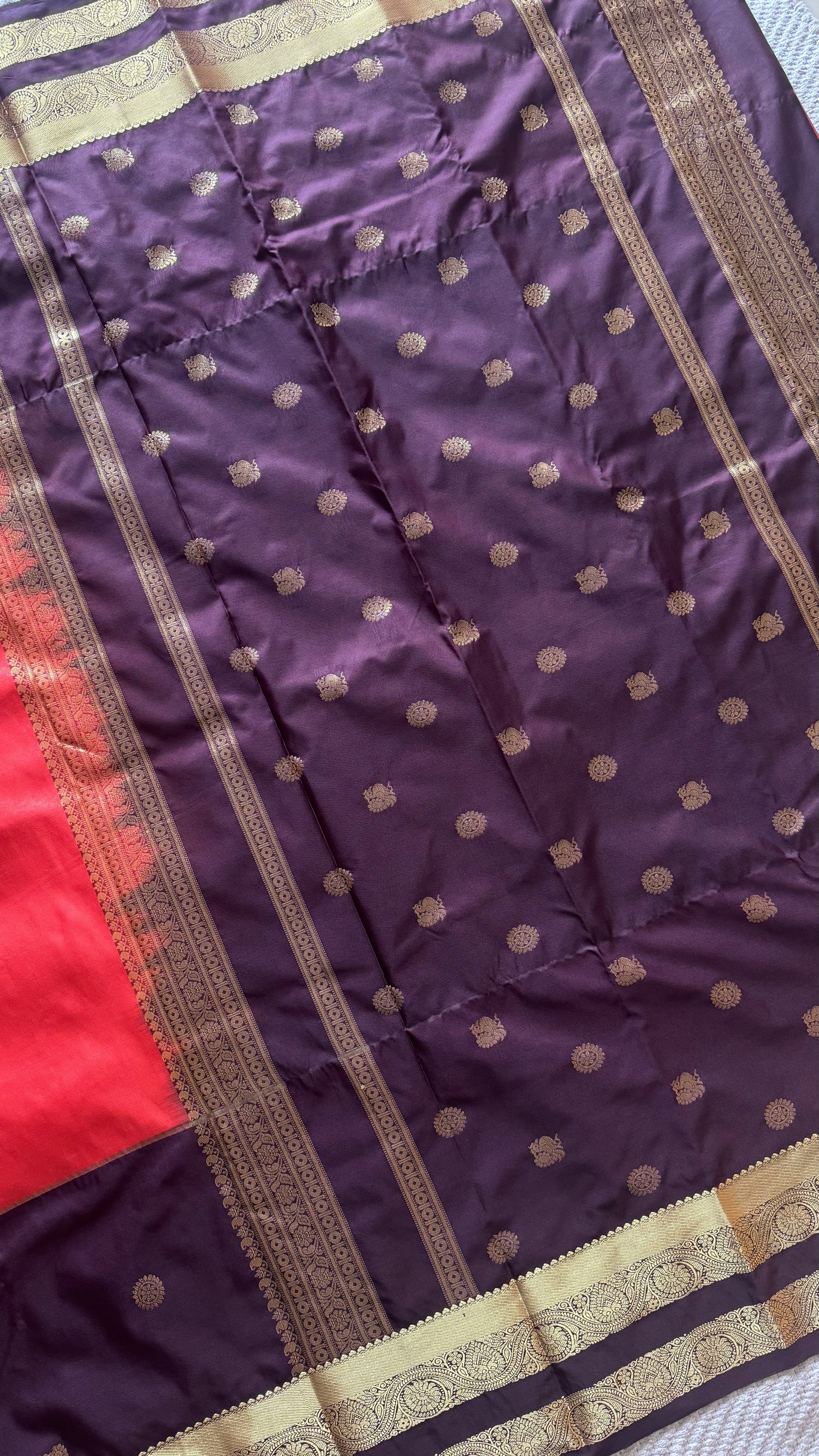 KANJIVARAM SILK SAREE SUV5612-COFFEEBROWN WITH RED