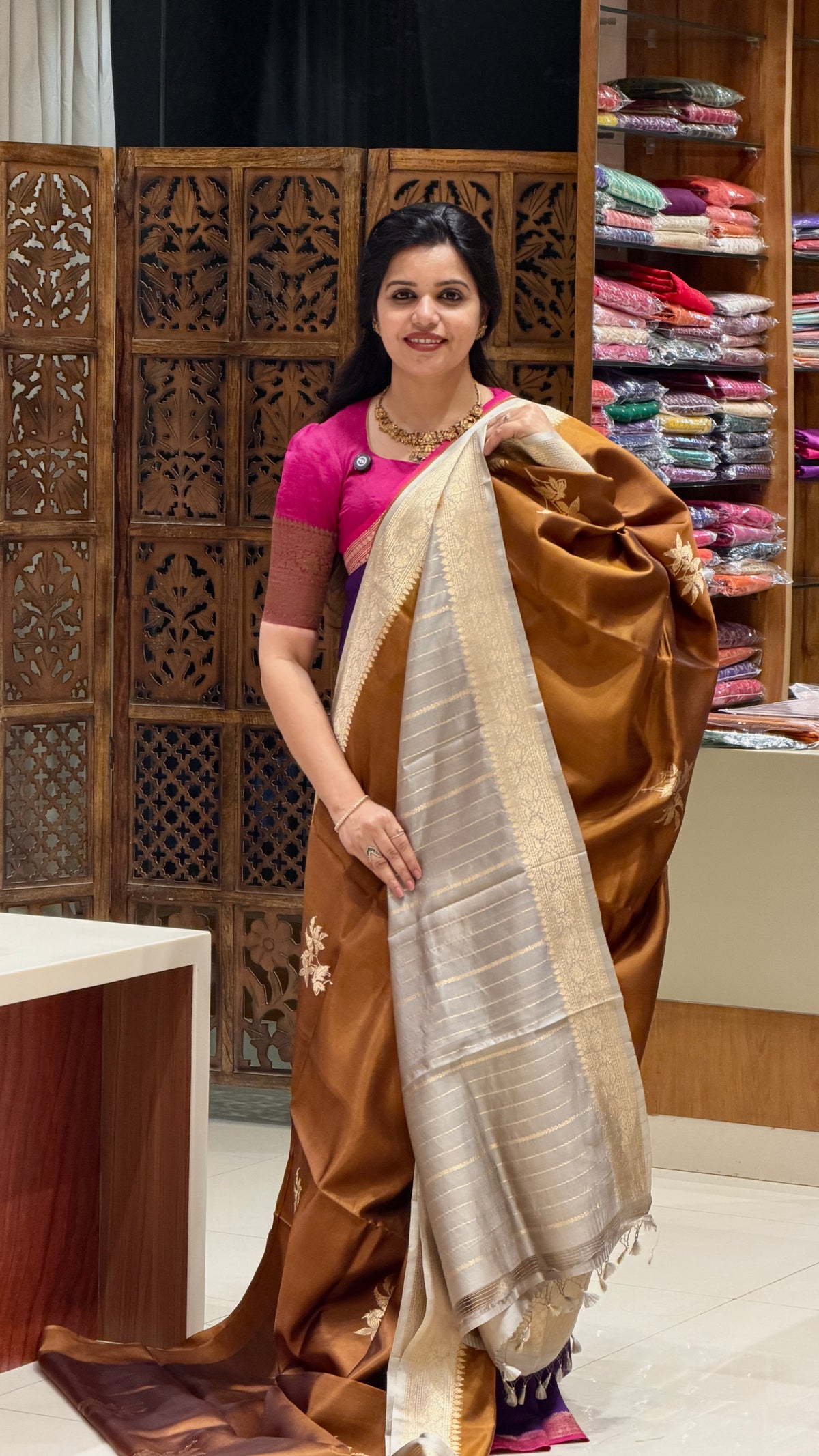 PURE BANARASI SOFT SILK PSGM454-BROWN