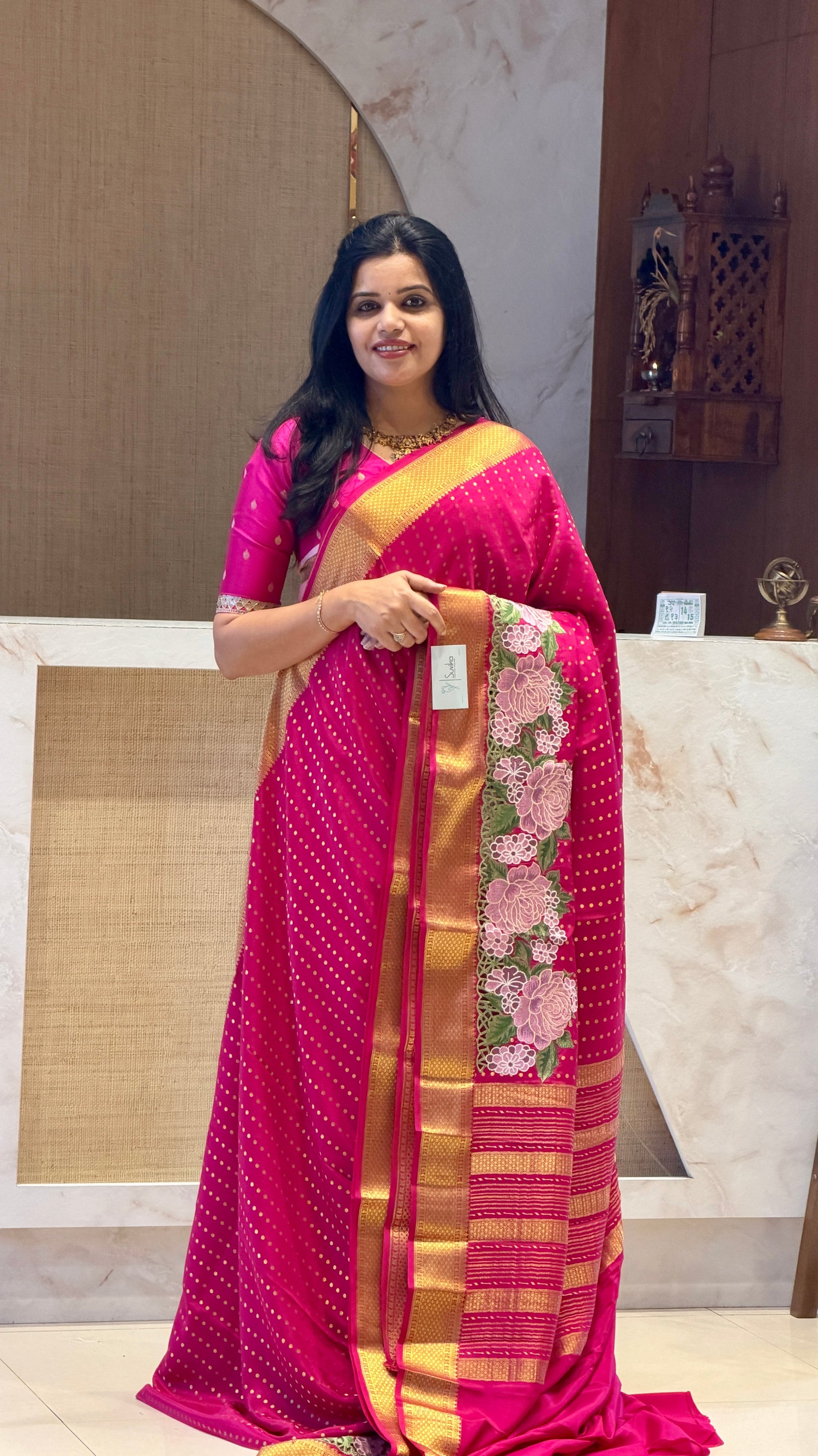 PSUV63 - PINK PURE MYSORE SILK SAREE
