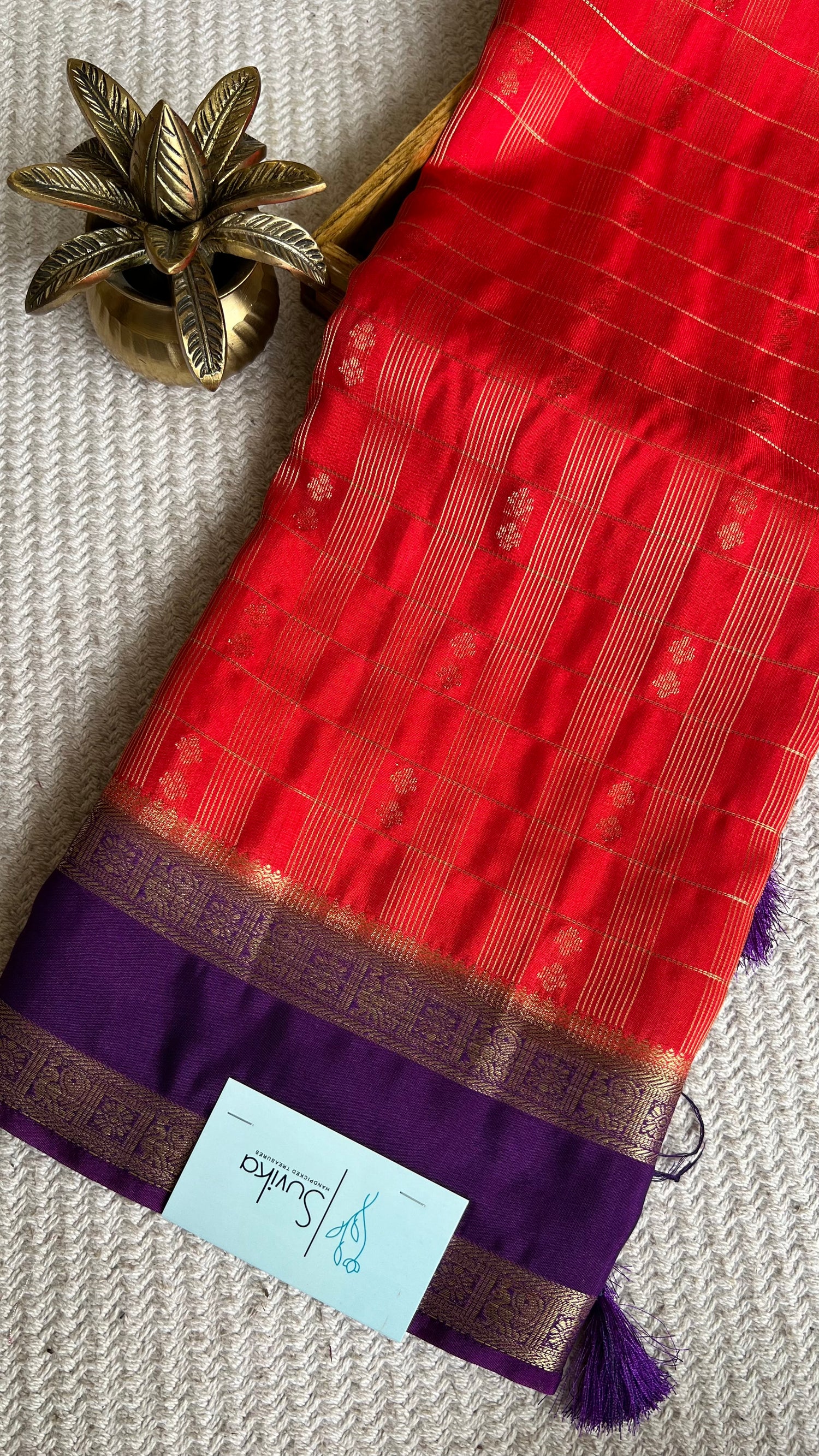 CREPE SILK SAREE SUV5476-RED WITH PURPLE