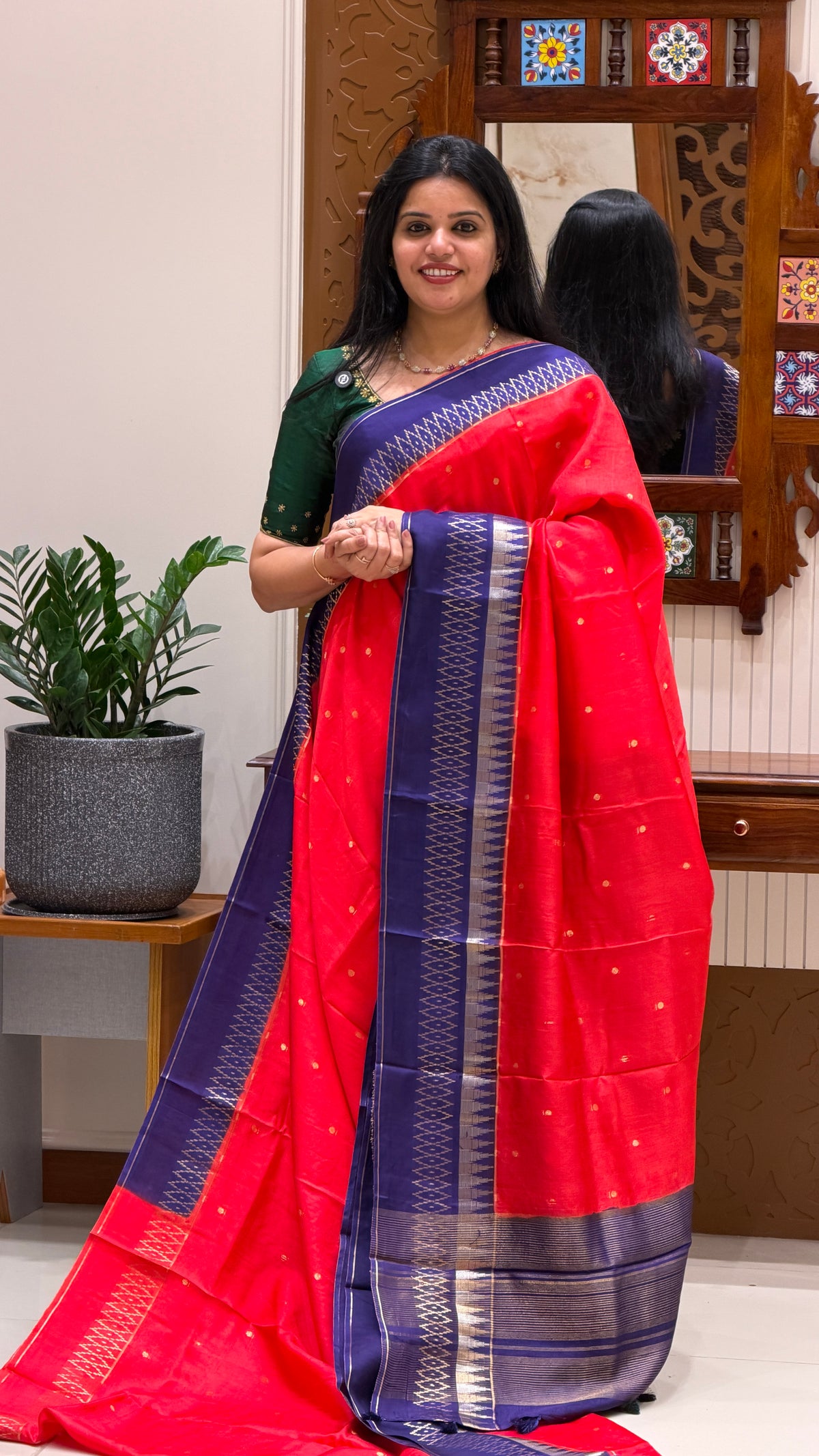 TUSSER CREPE SILK SAREE SUV6089-RED