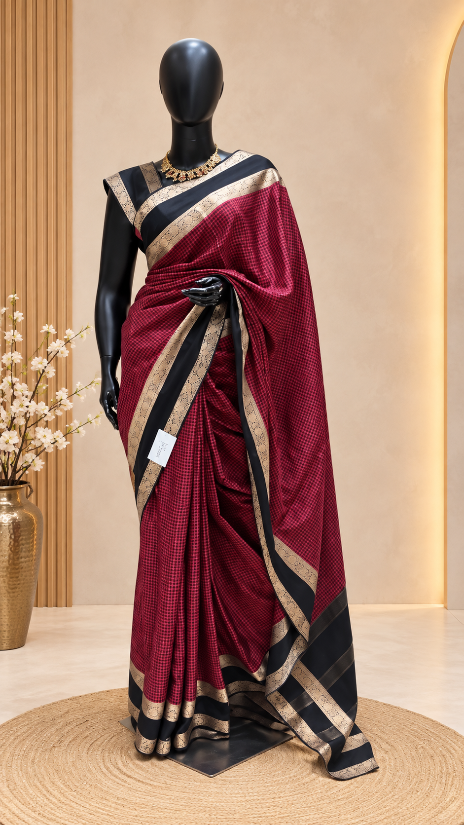 CHECKS101 MYSORE CRAPE SUV5736-RED