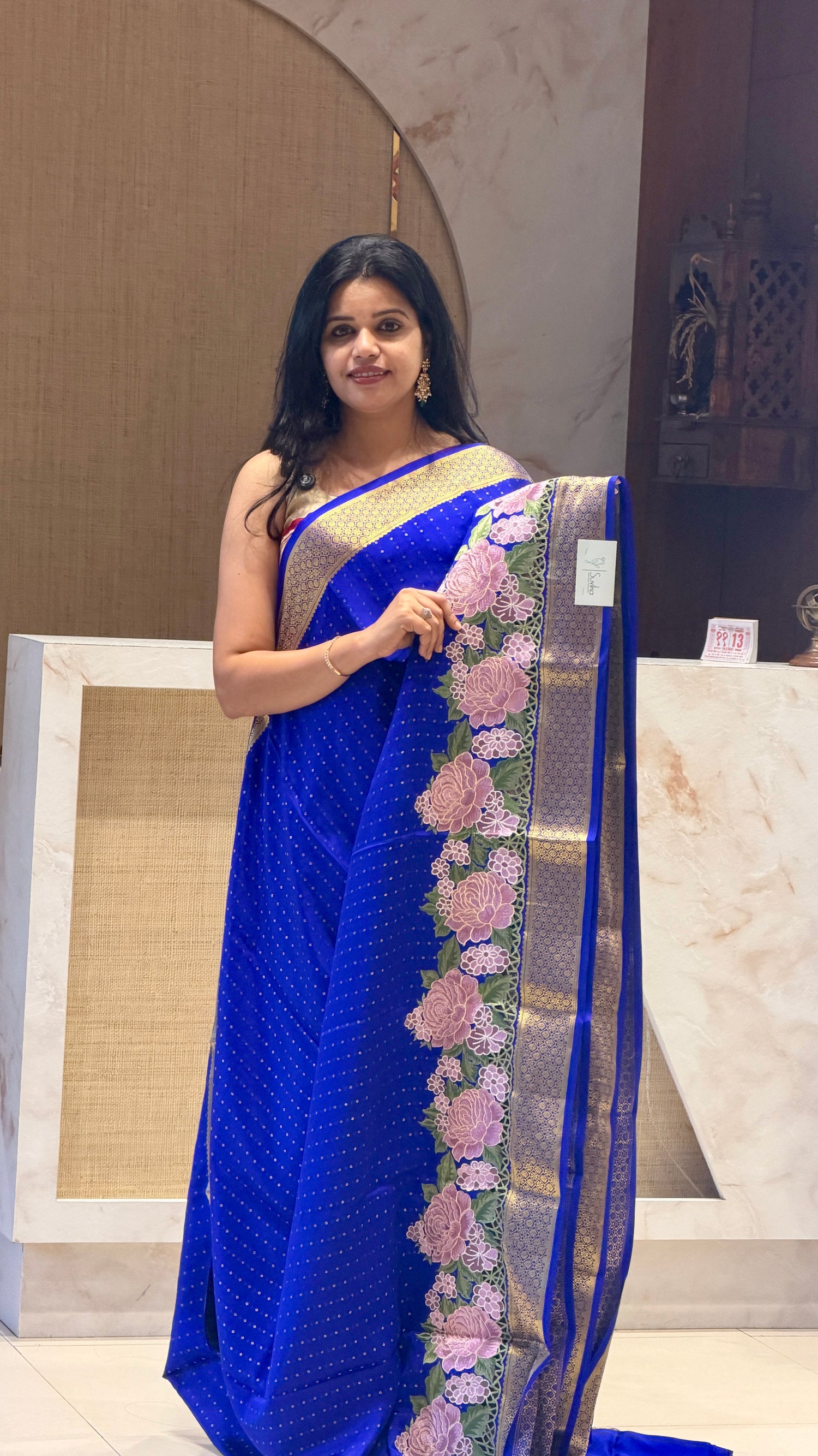 PSUV208-ROYALBLUE PURE MYSORE CREPE