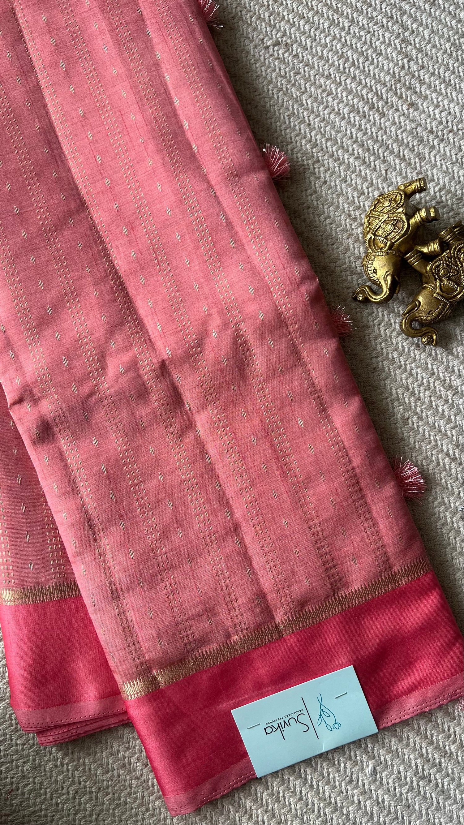 VISCOSE TUSSER SAREE SUV5590-PEACH