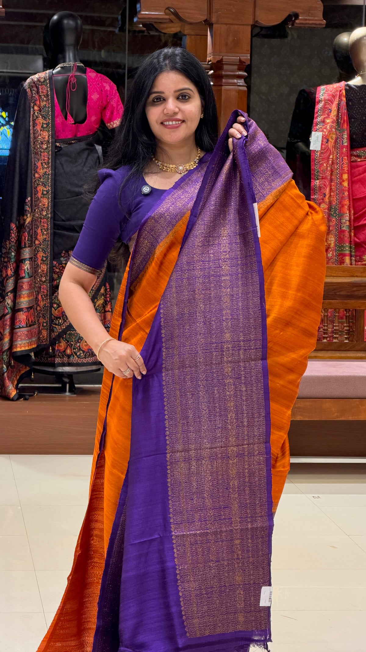 PURE BANARASI DUPION SILK PSBS322-ORANGE