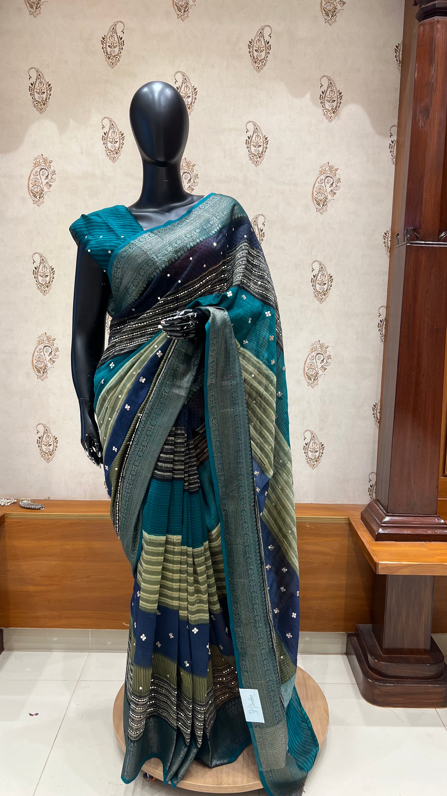 PURE CHANDERI SILK SAREE SUV5109
