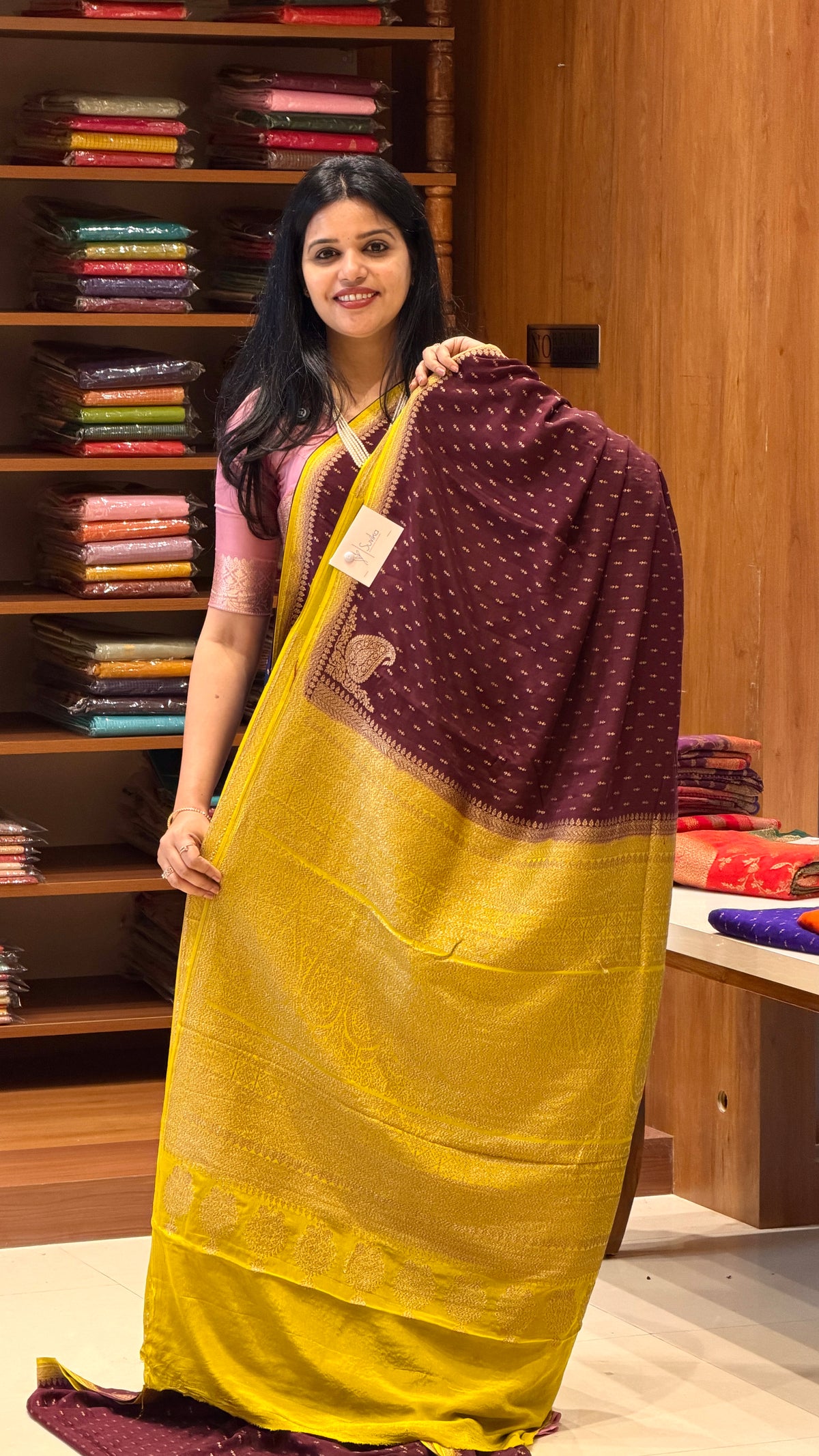 PURE CREPE SILK SAREE PSM56-COFFEEBROWN