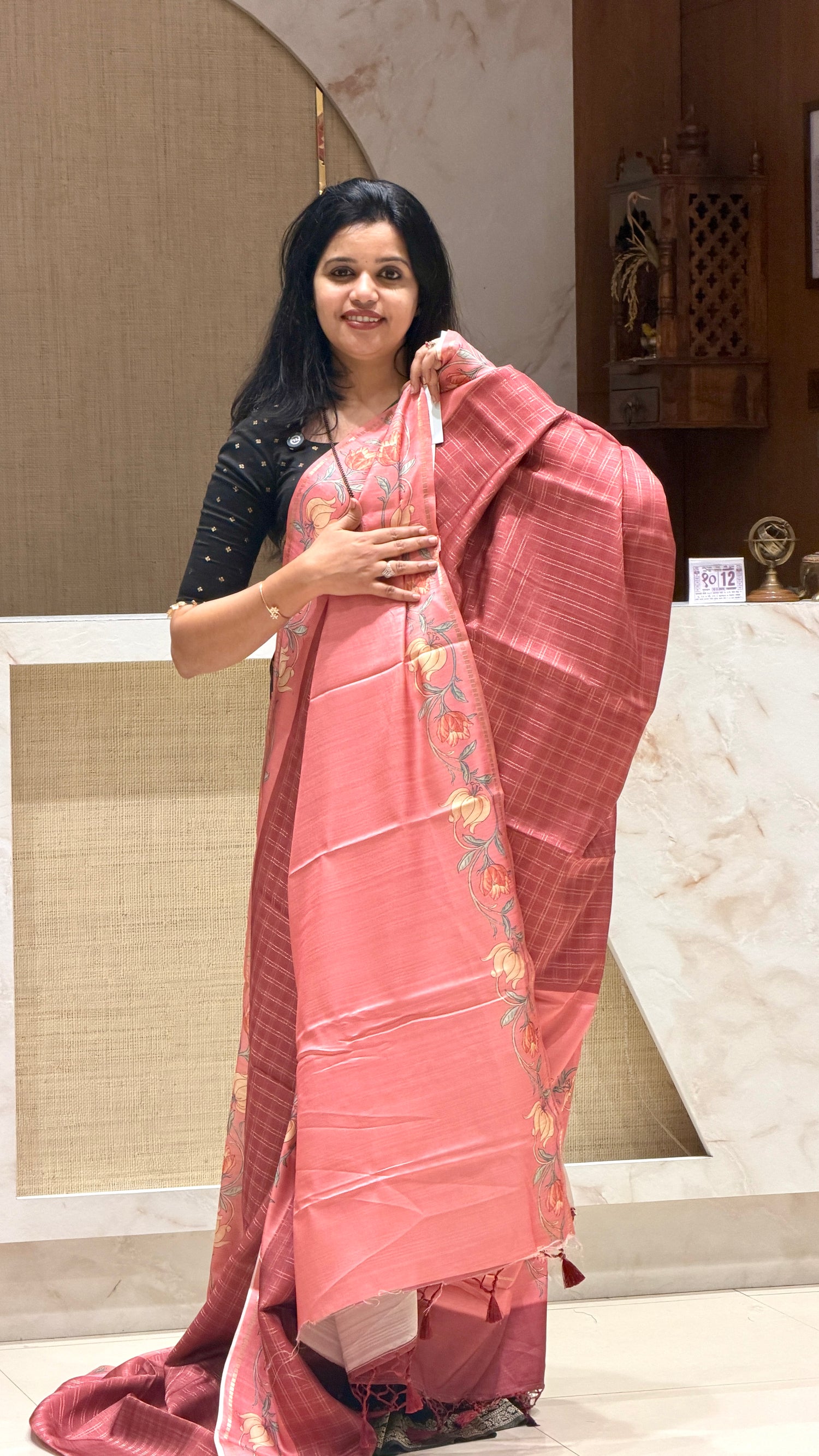 SUV3759-PINK Viscose Tusser