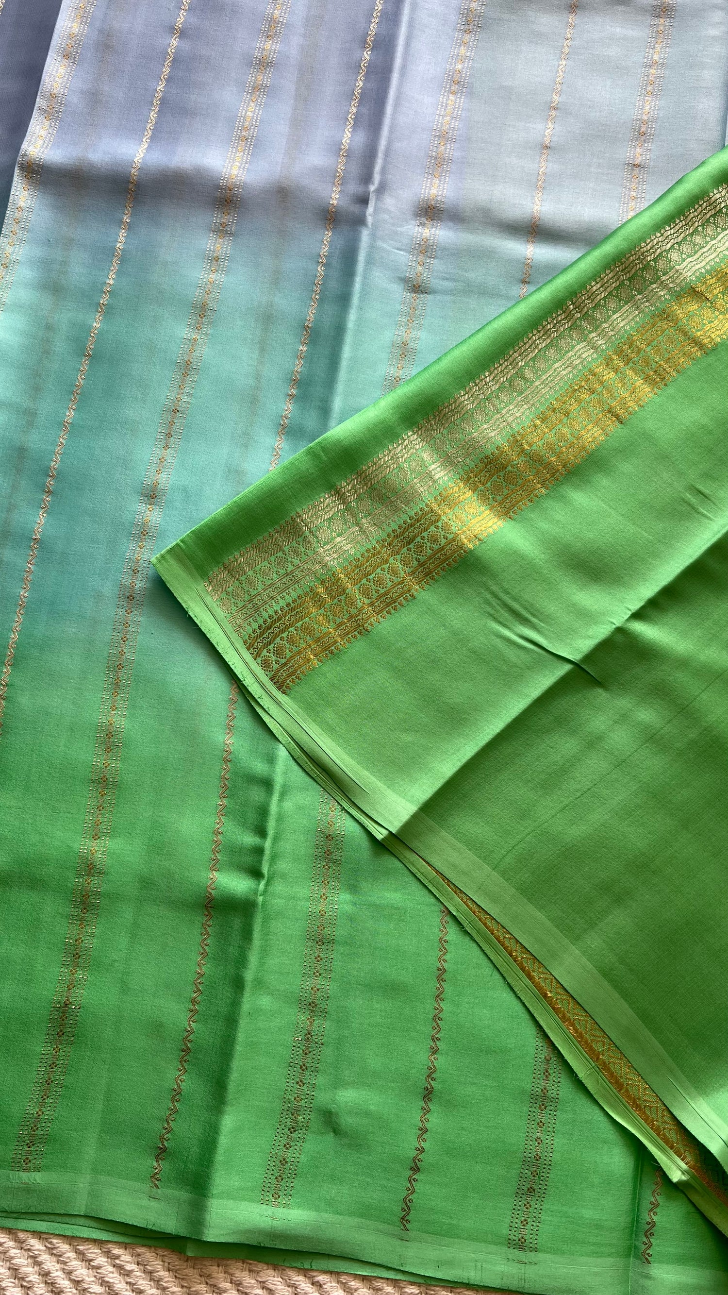 PSUV289-SEABLUE PURE MYSORE SILK SAREE