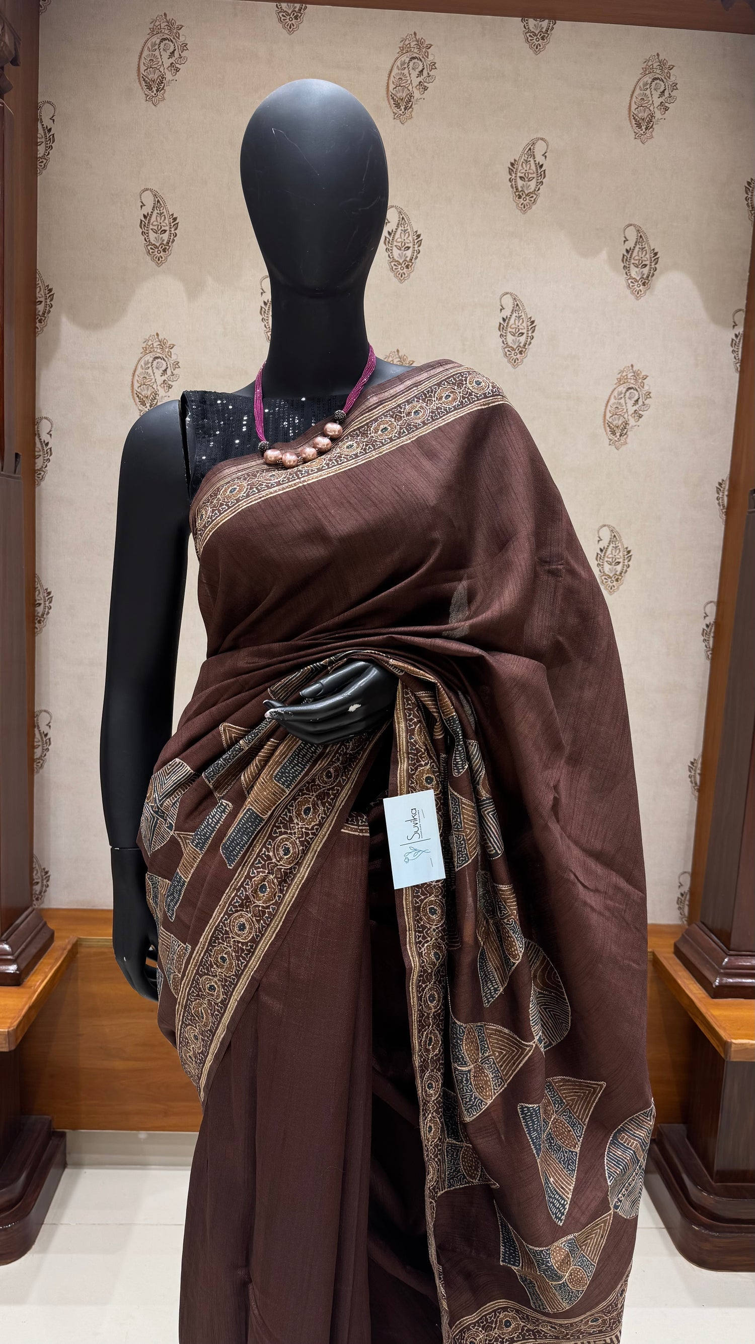 VISCOSE TUSSER SILK SUV4879-COFEEBROWN