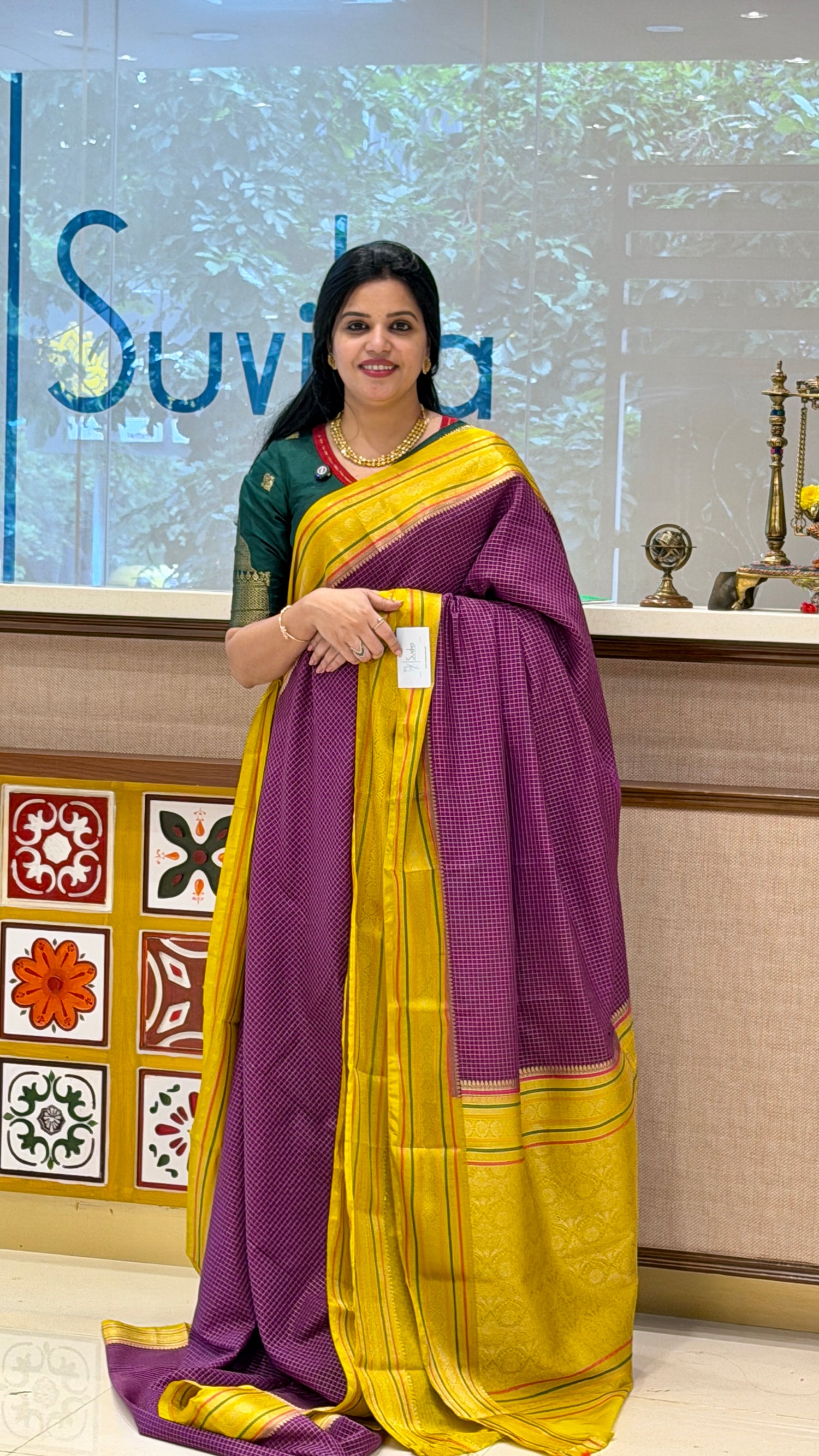 MYSORE CREPE SUV5605-MAGENTA WITH YELLOW