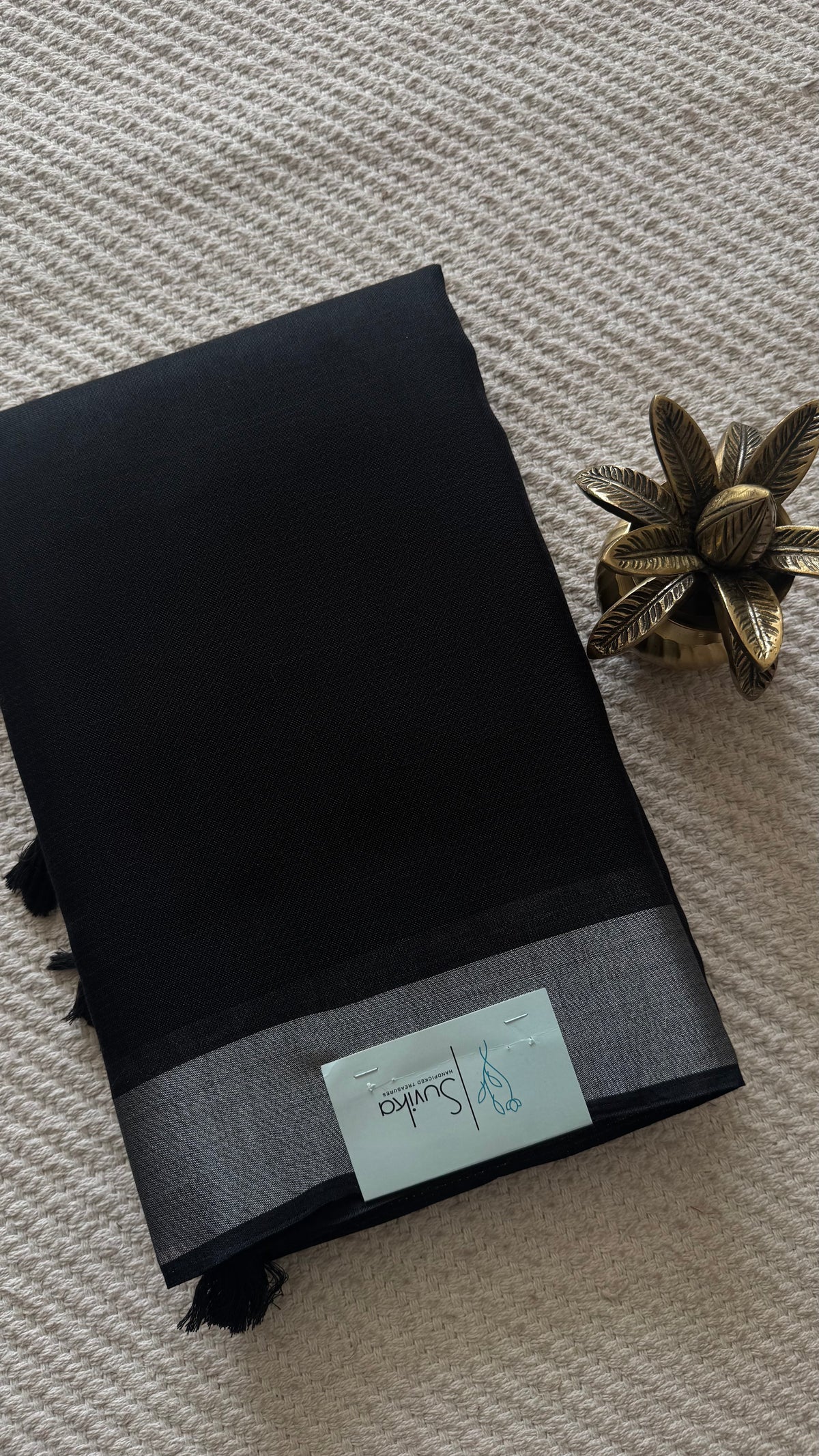 LINEN COTTON SAREE SUV5940-BLACK