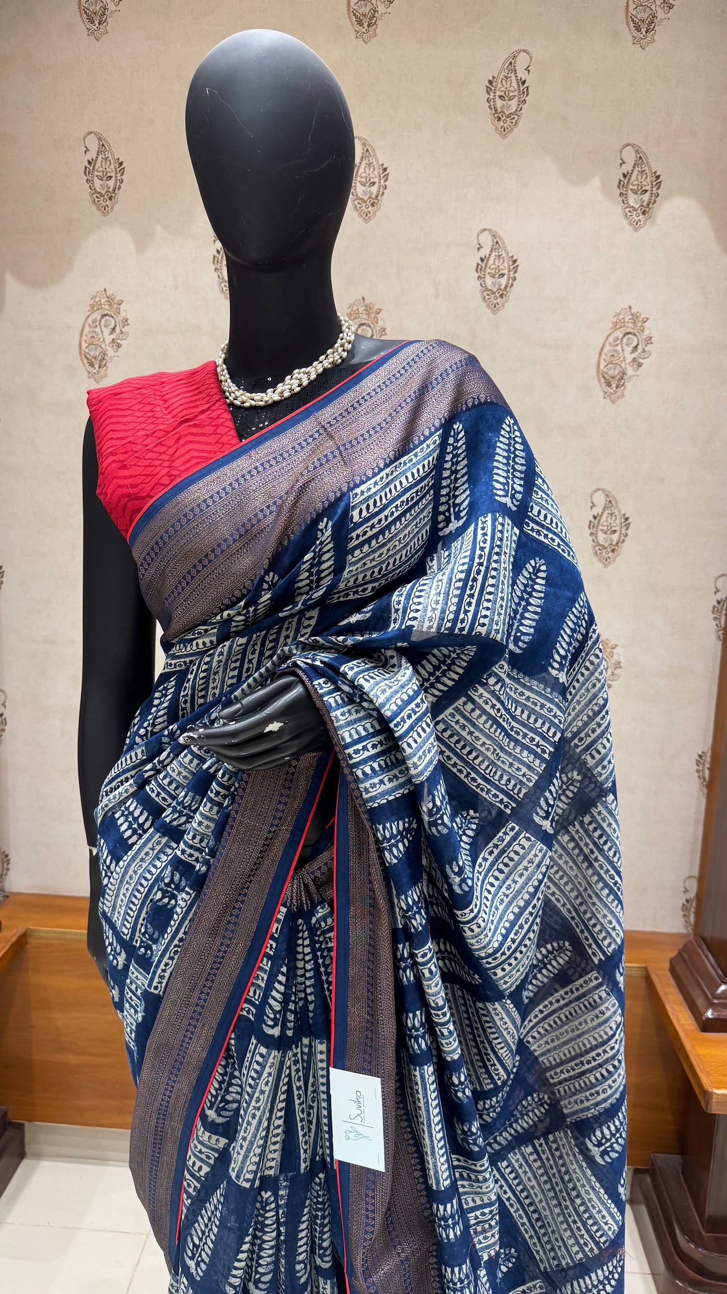 PURE CHANDERI SILK COTTON SUV5195-BLUE
