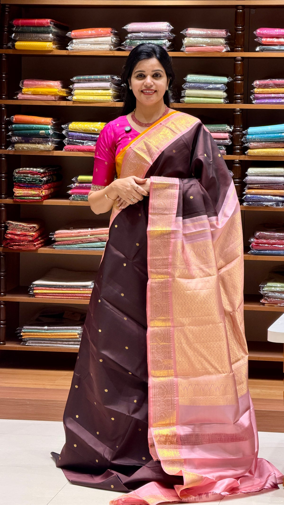 PURE KANJIVARAM SILK SAREE PSB72-BROWN
