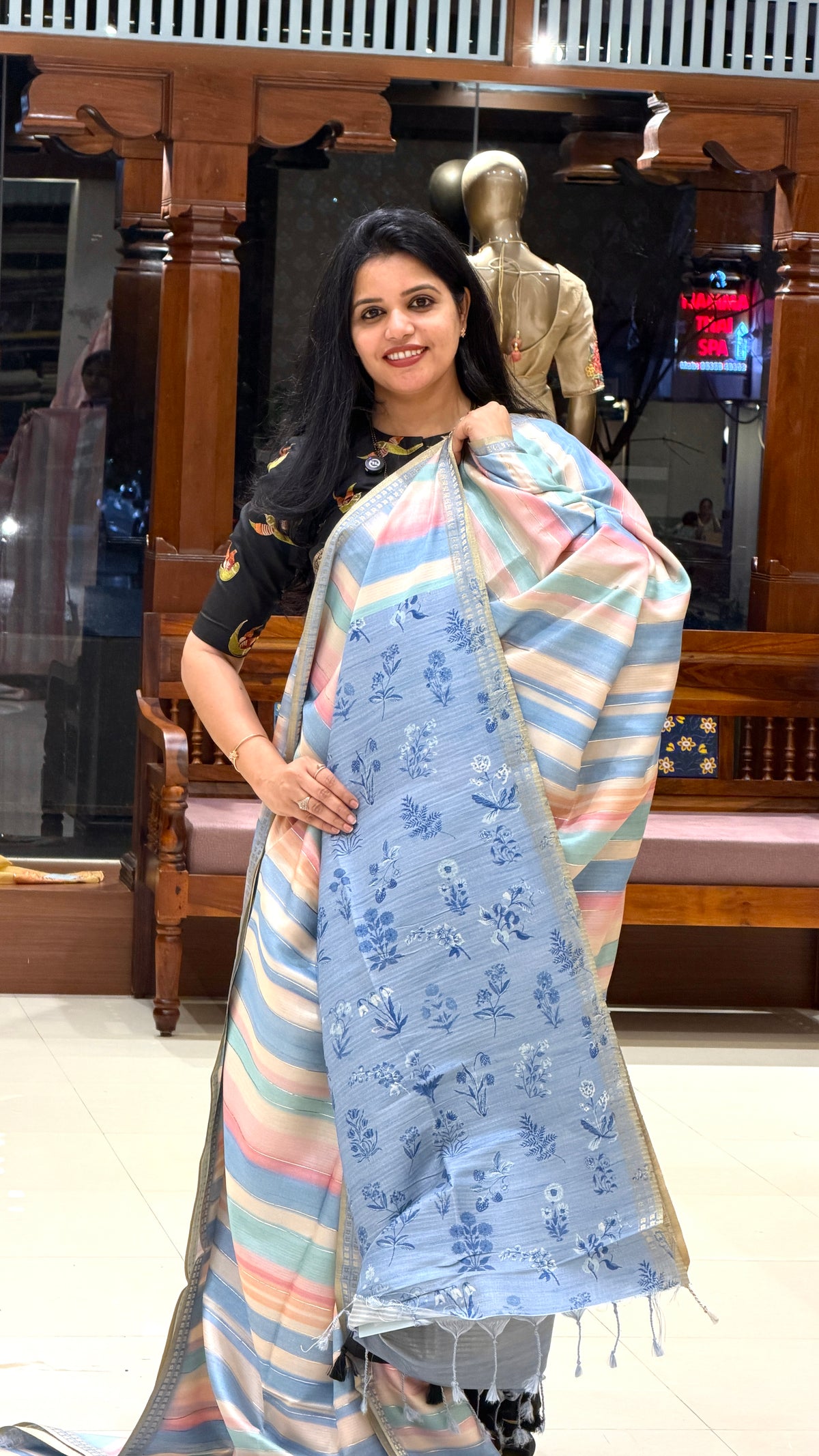 TUSSER SILK SUV5335-BLUE