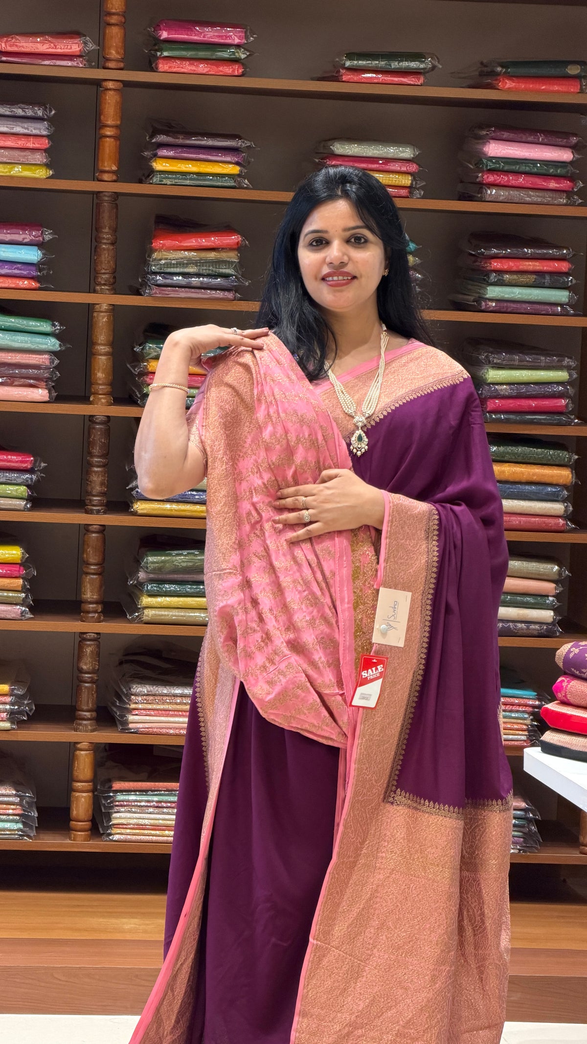 PURE BANARASI CREPE SAREE PSJV298-WINE