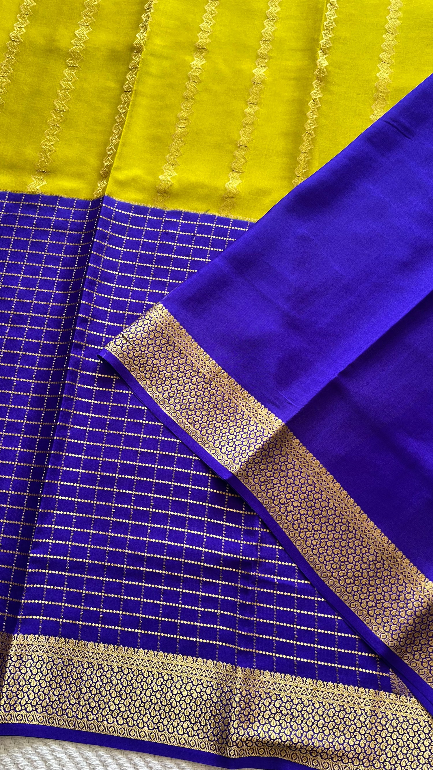 PSUV286-BLUE WITH MINTGREEN PURE MYSORE SILK SAREE