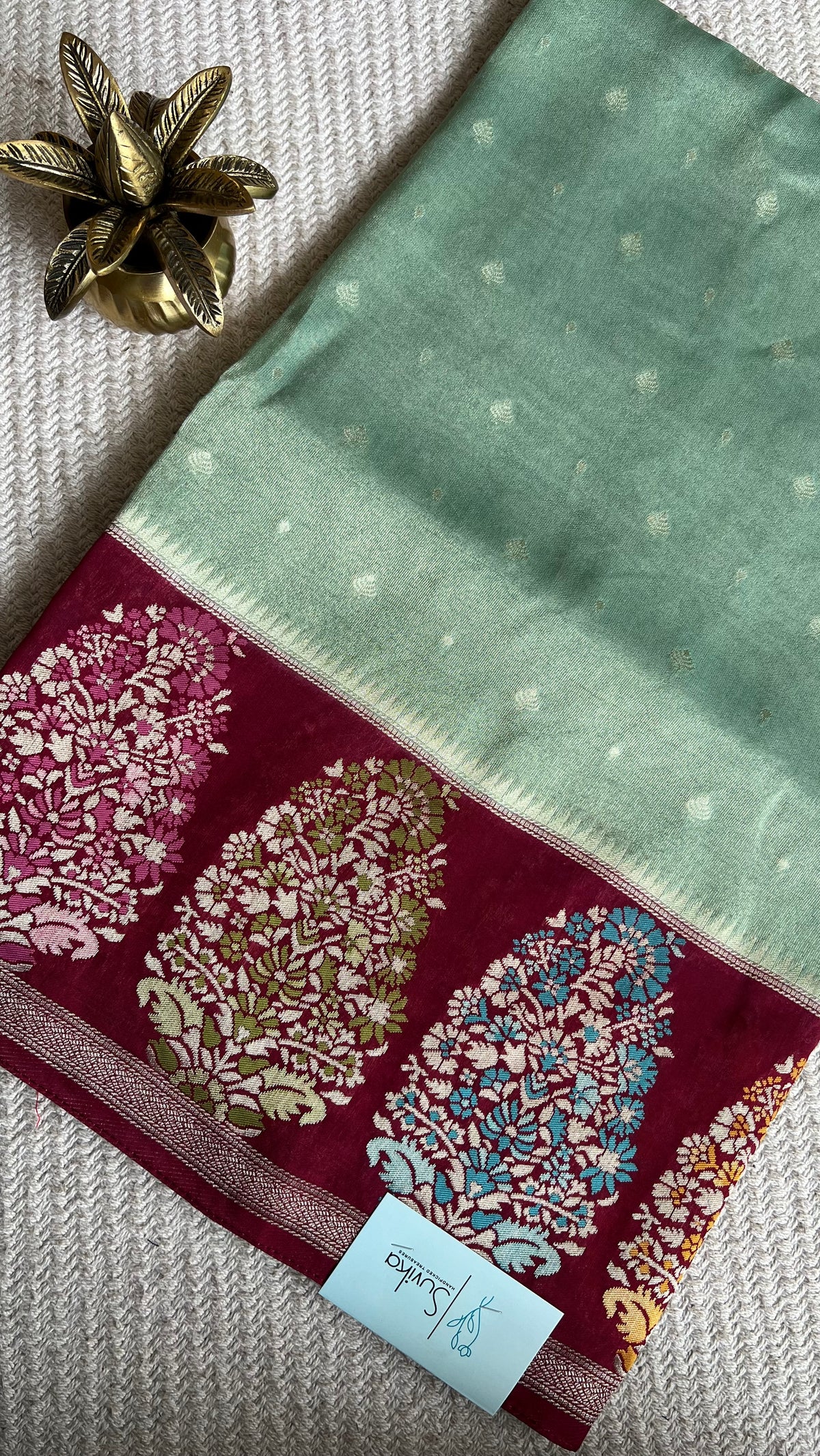 KOSA SILK SUV5688-SEAGREEN WITH PINK