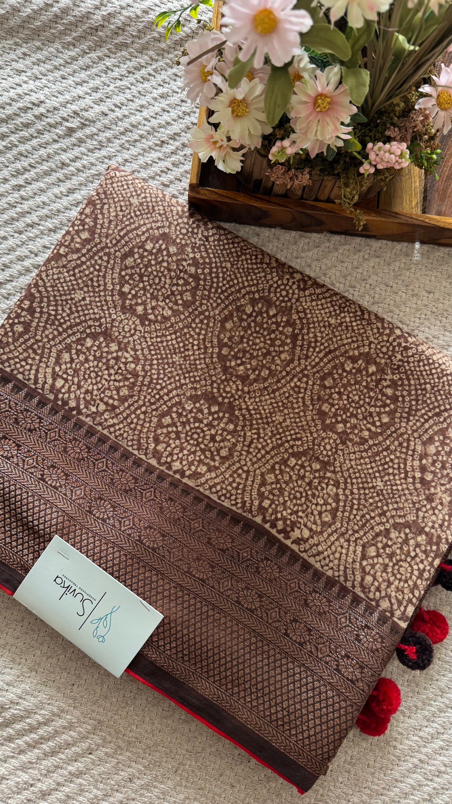 PURE CHANDERI SILK COTTON SUV5189-BROWN