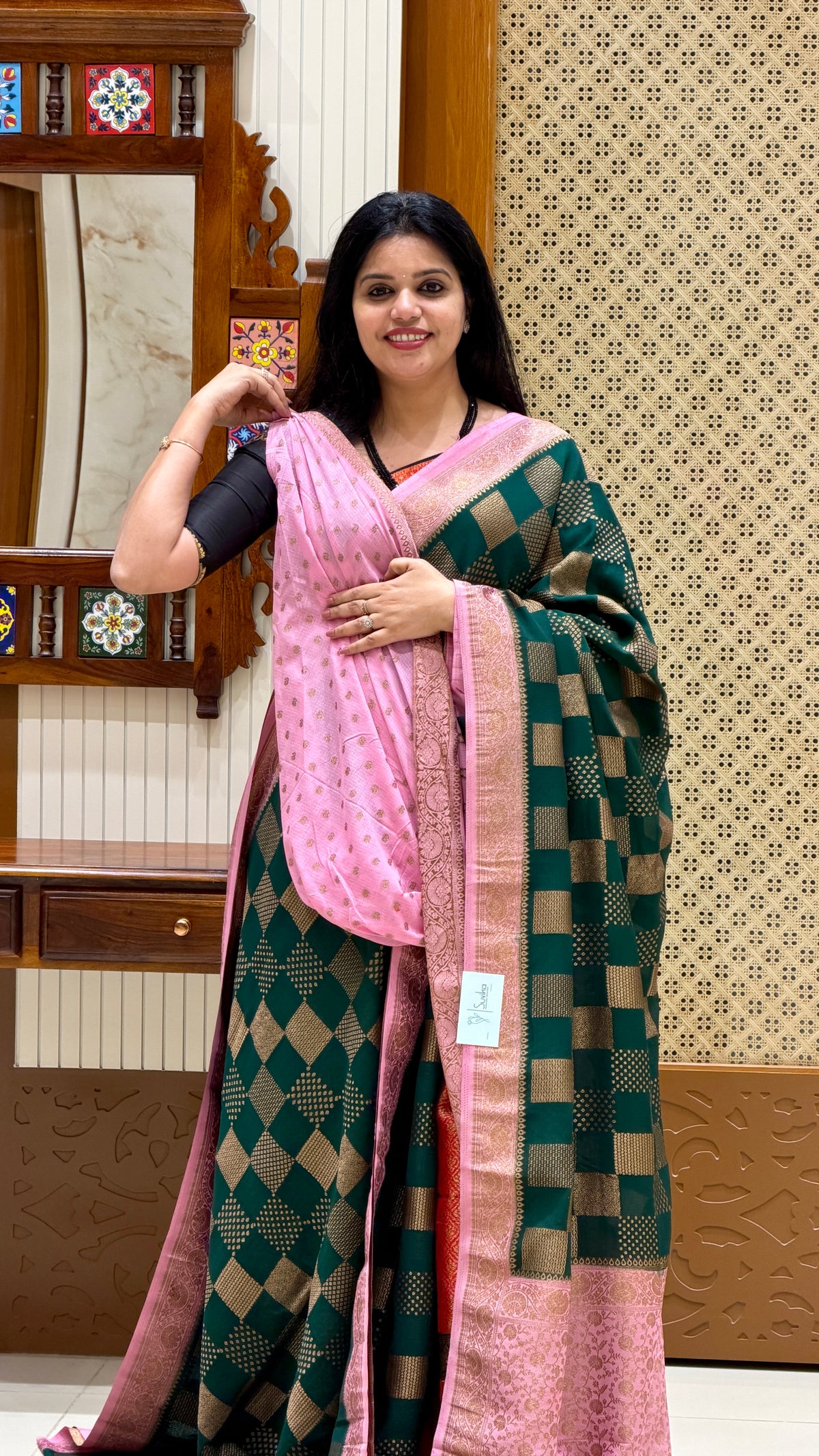 GEORGETTE SAREE SUV5888-BOTTLEGREEN