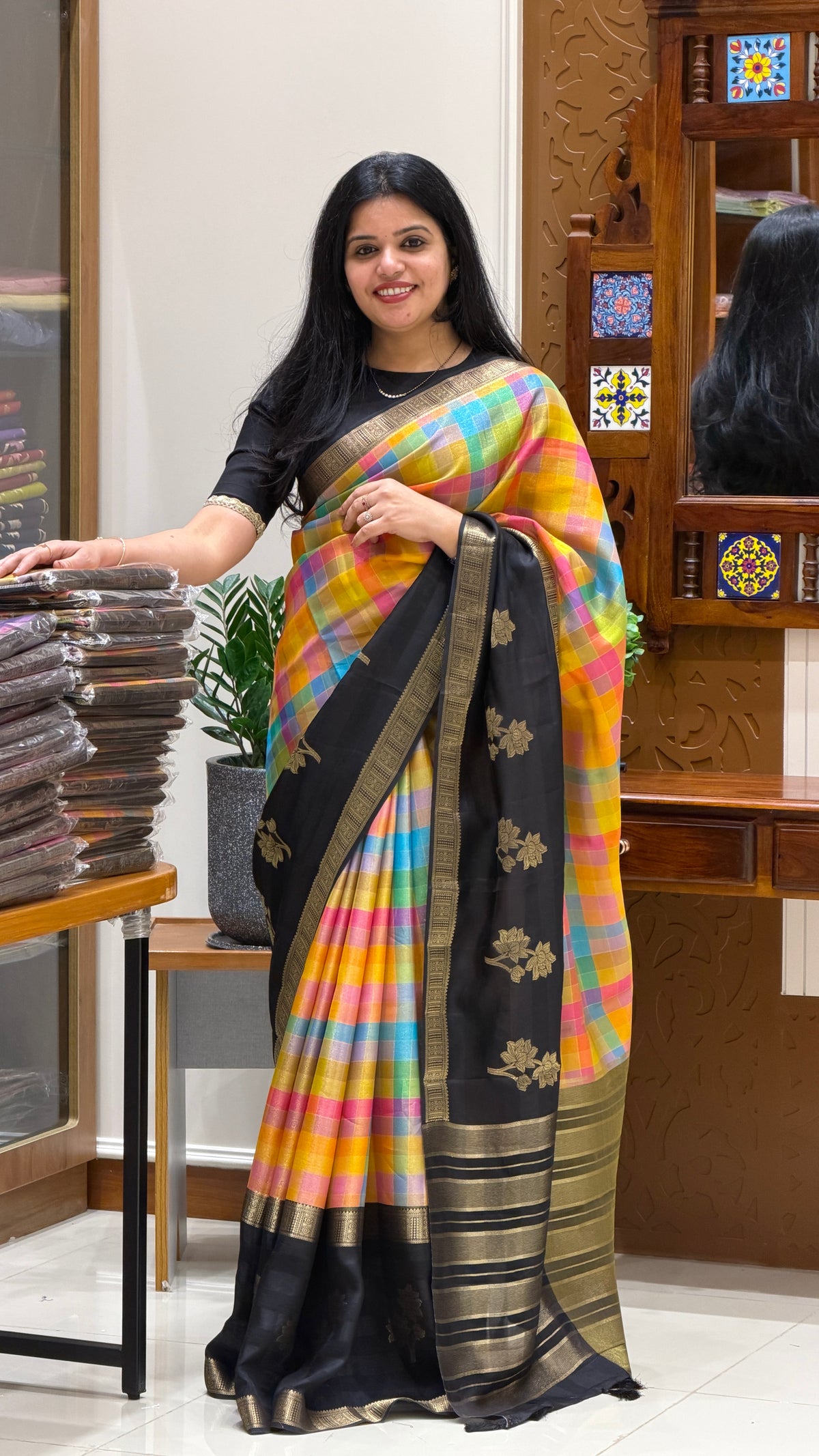 CHECKS SAREE SUV5880-MULTI-4