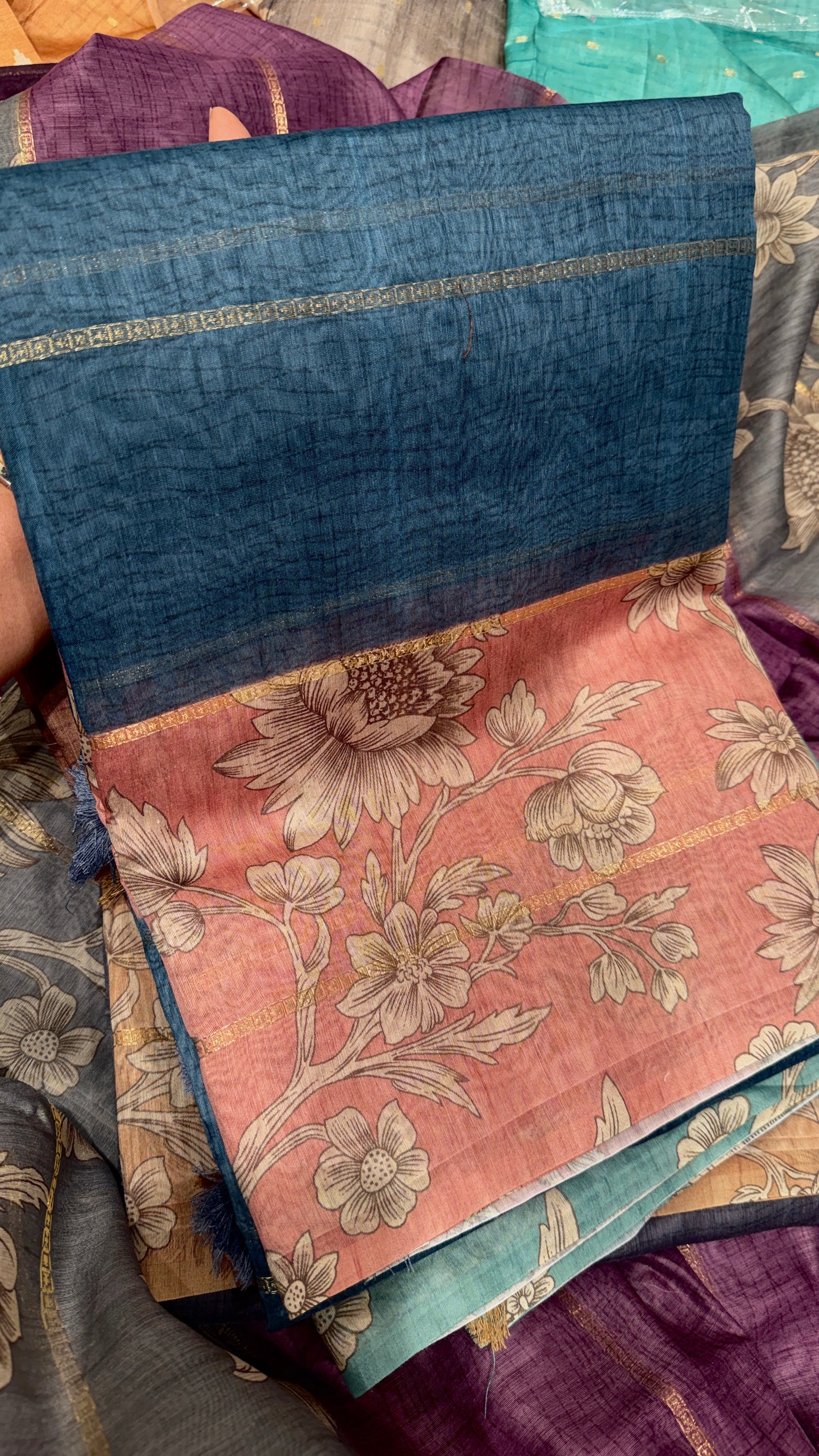 Chanderi silk cotton-BLUE