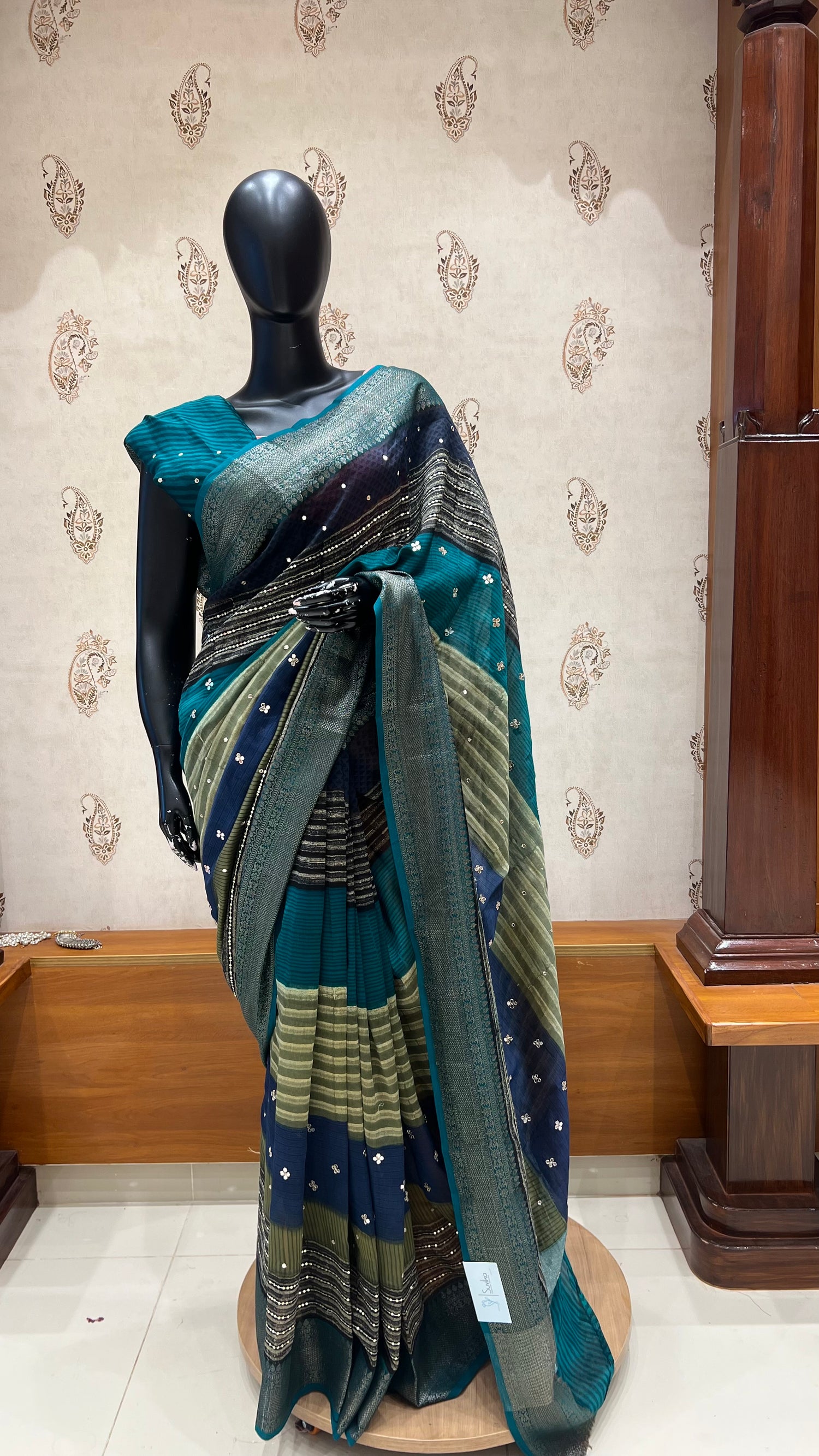 PURE CHANDERI SILK SAREE SUV5109