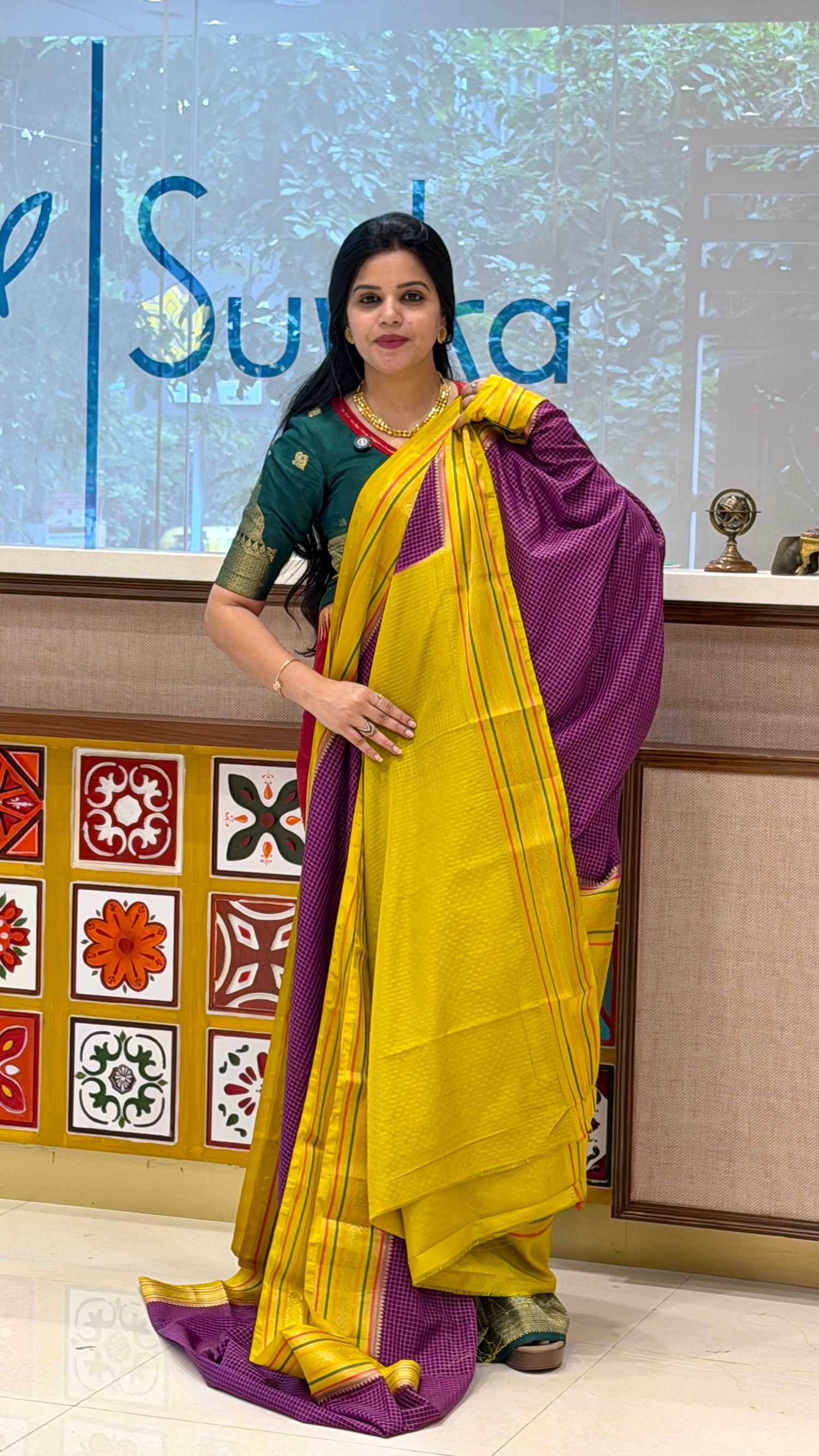 MYSORE CREPE SUV5605-MAGENTA WITH YELLOW