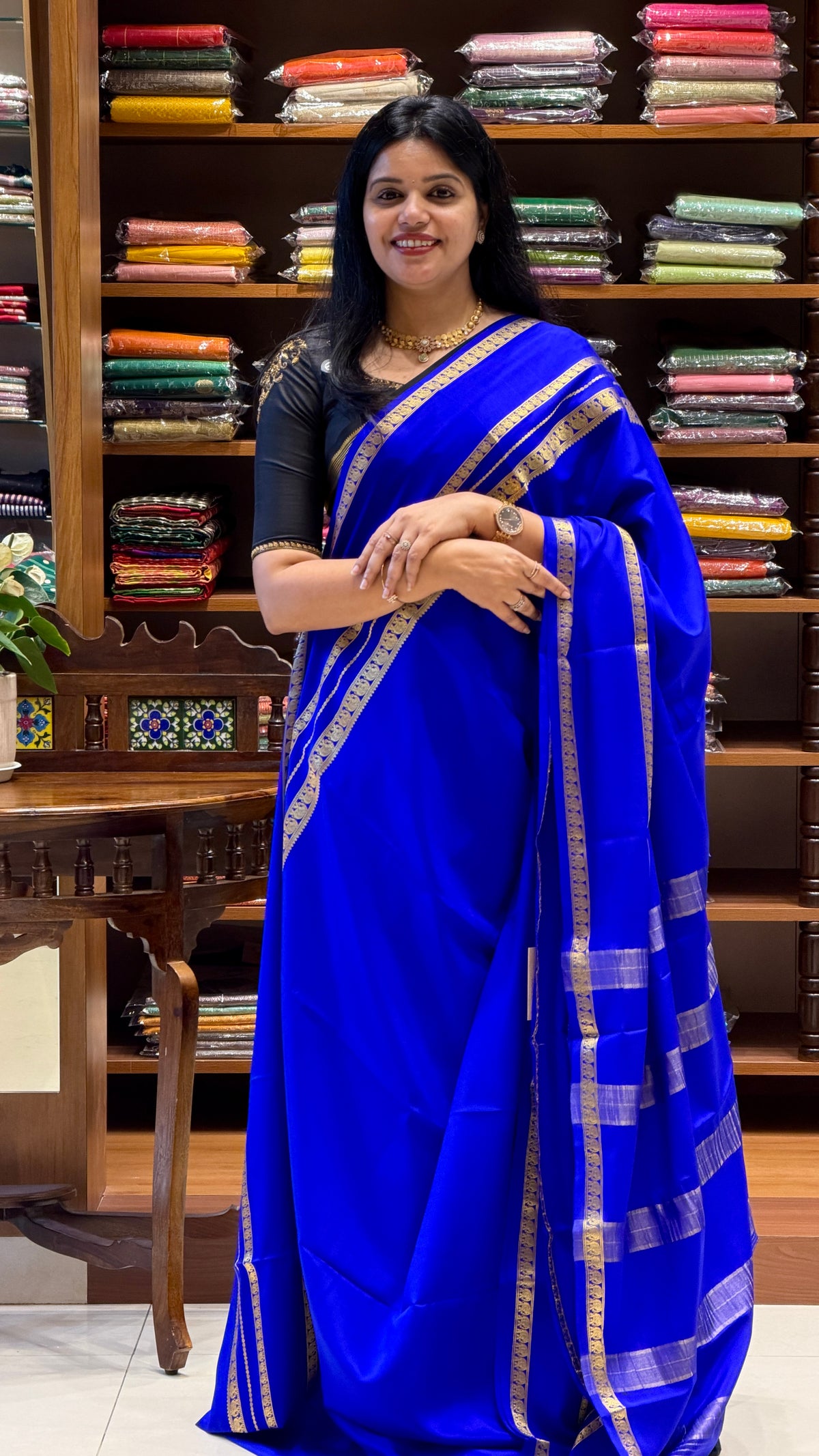PURE MYSORE CREPE SAREE PSM562-BLUE