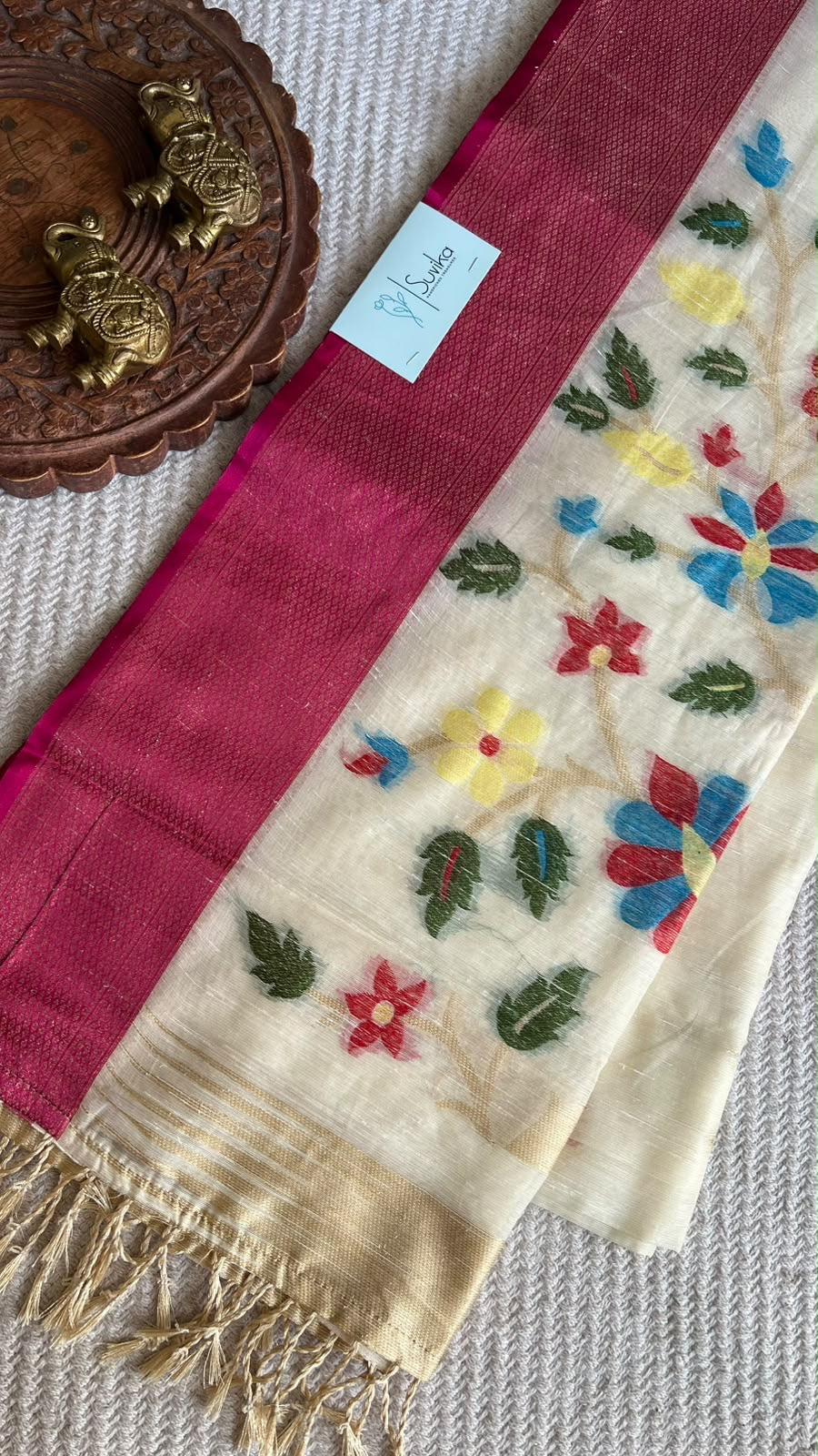 SILK COTTON  SAREE SUV5982-OFFWHITE