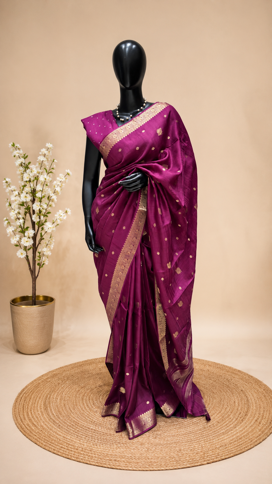 SEMI MYSORE CREPE SILK SAREE SUV5469-MAGENTA