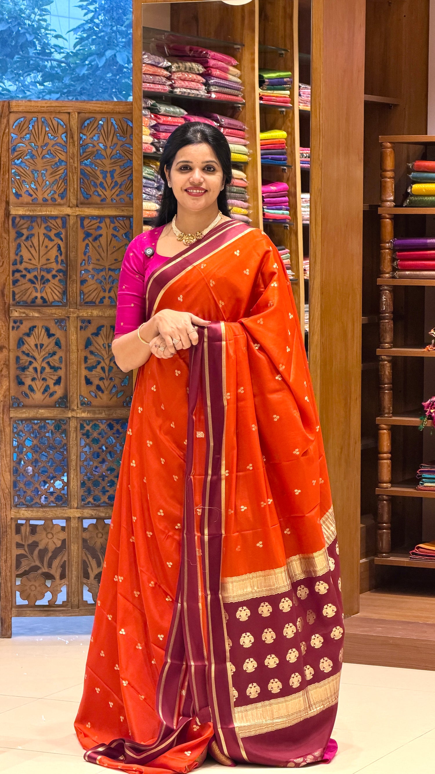 PURE MYSORE SILK SAREE PSH257-ORANGE