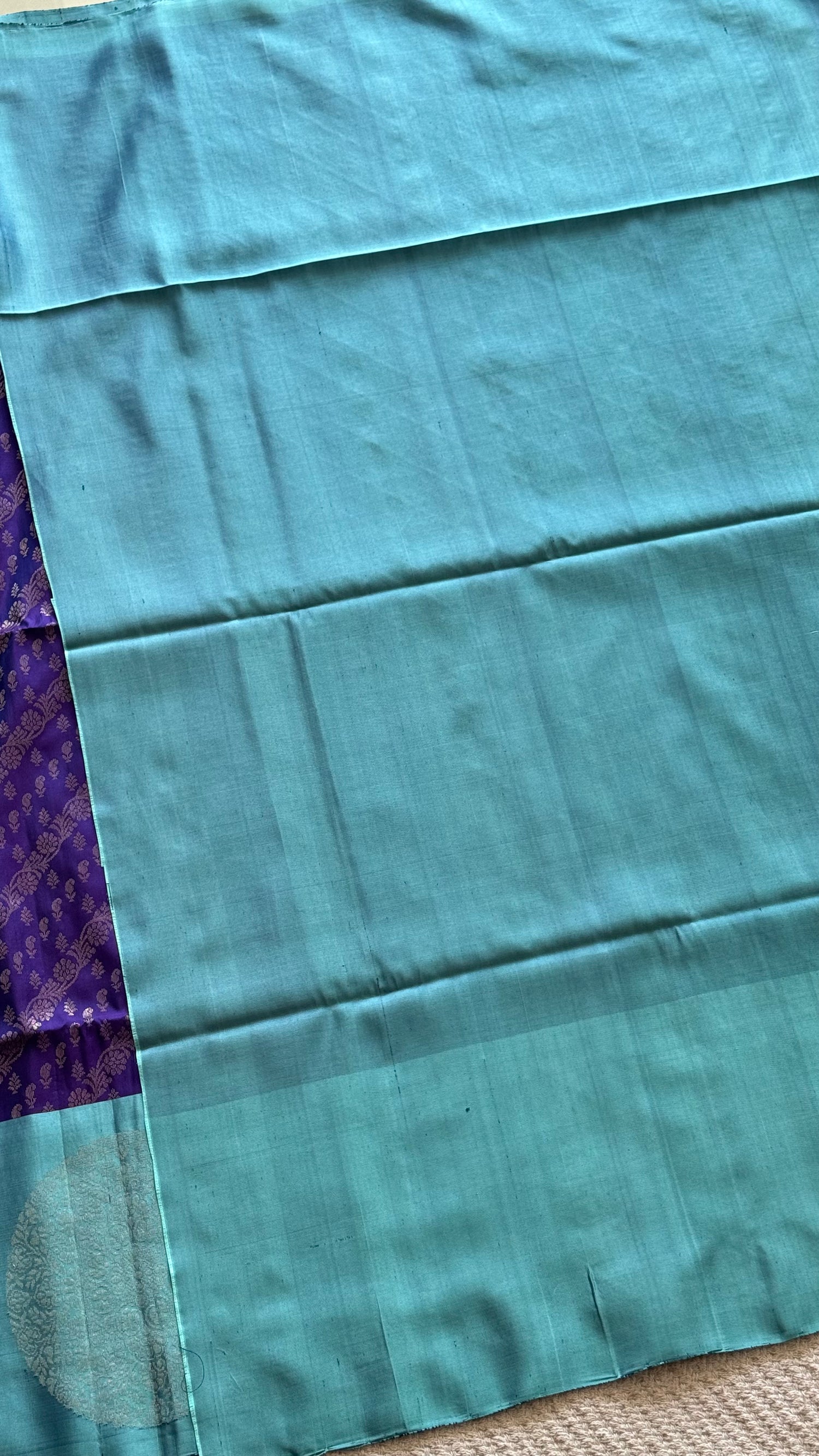 SUV3078 - PURPLE WITH BABYBLUE PURE SOFT SILK