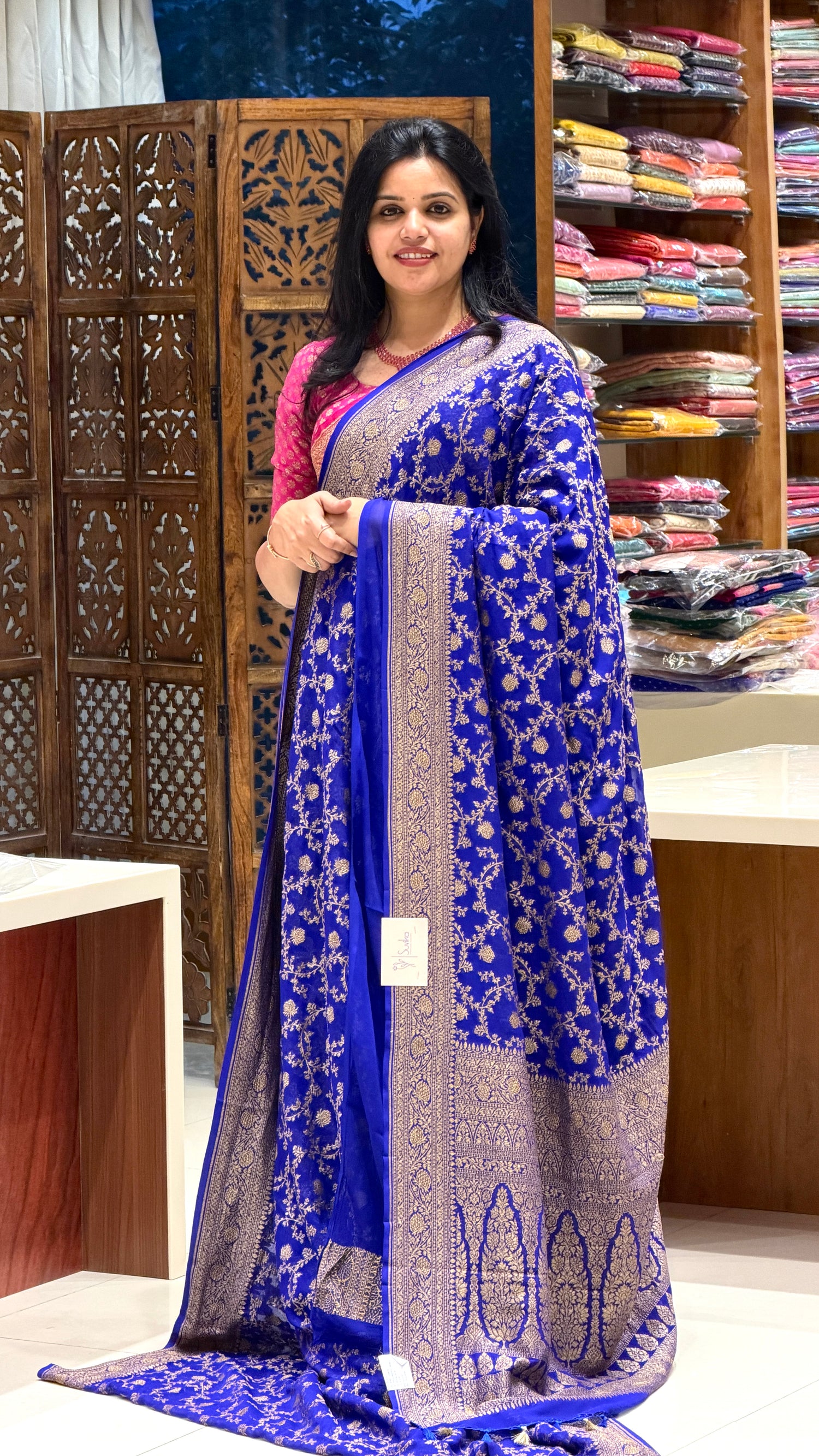 PURE BANARASI GEORGETTE PSGM439-ROYALBLUE