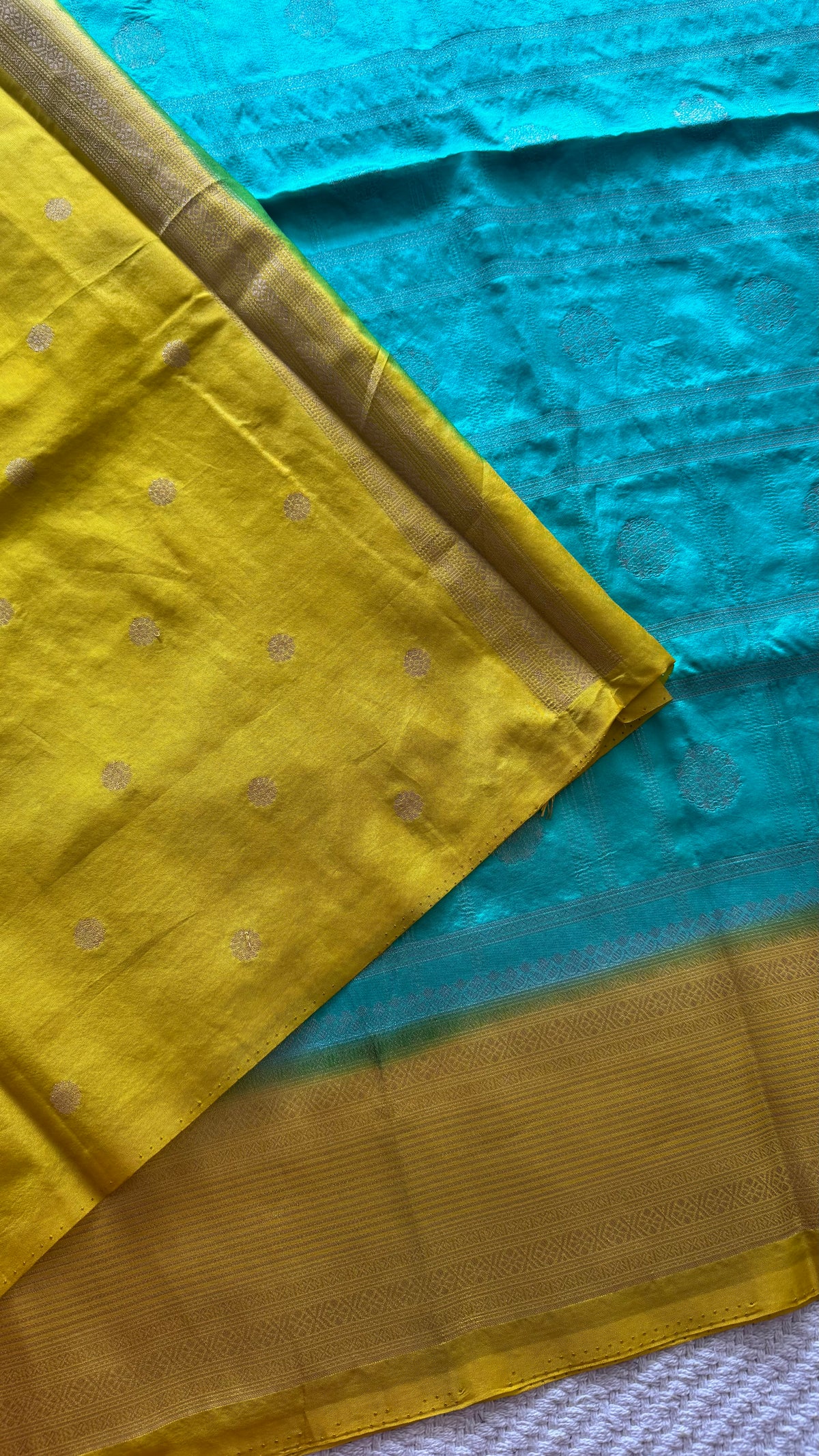Crepe tusser silk saree SUV5893-SEAGREEN WITH YELLOW