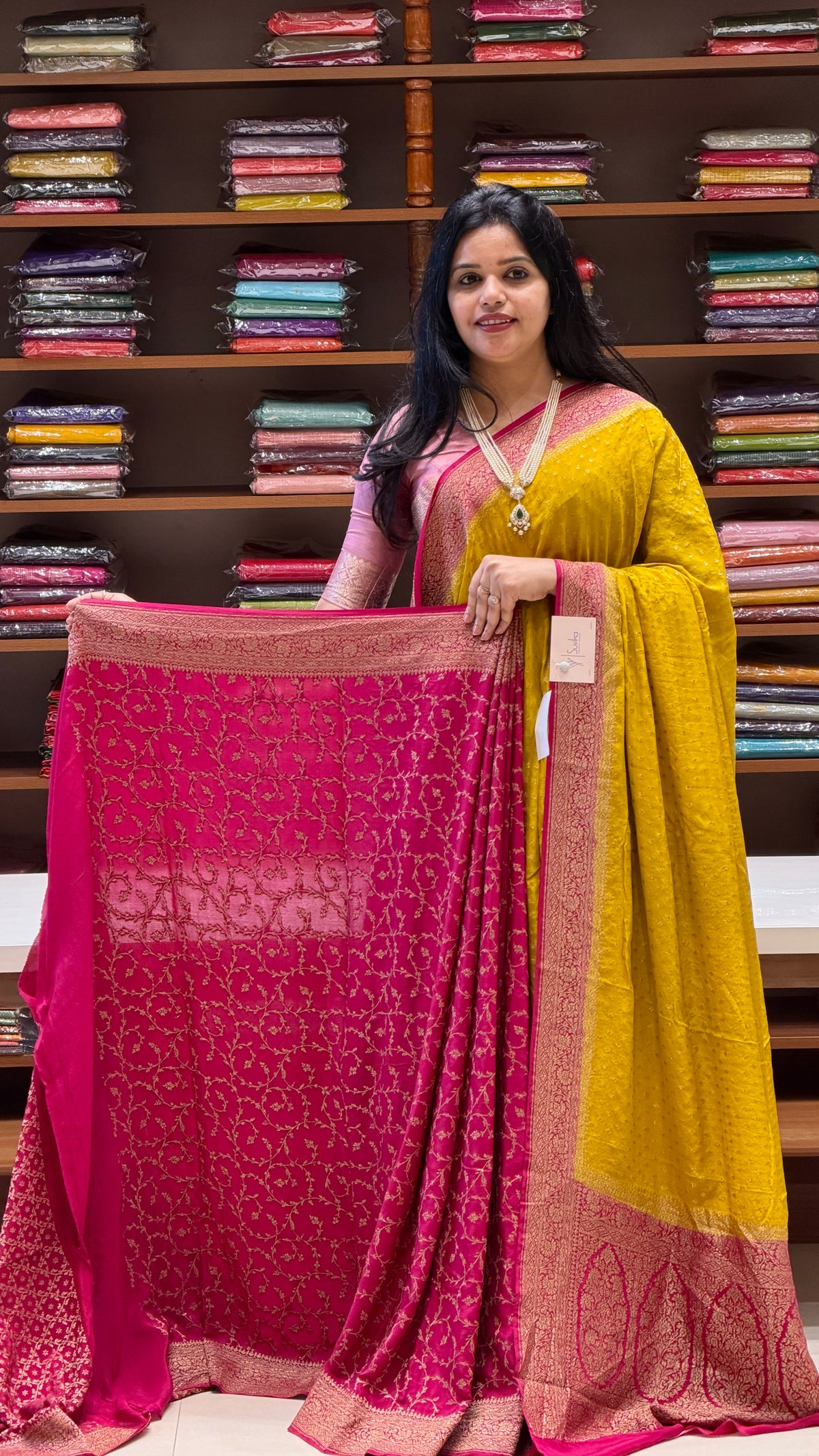 PURE BANARASI CREPE PSJV281 - Yellow