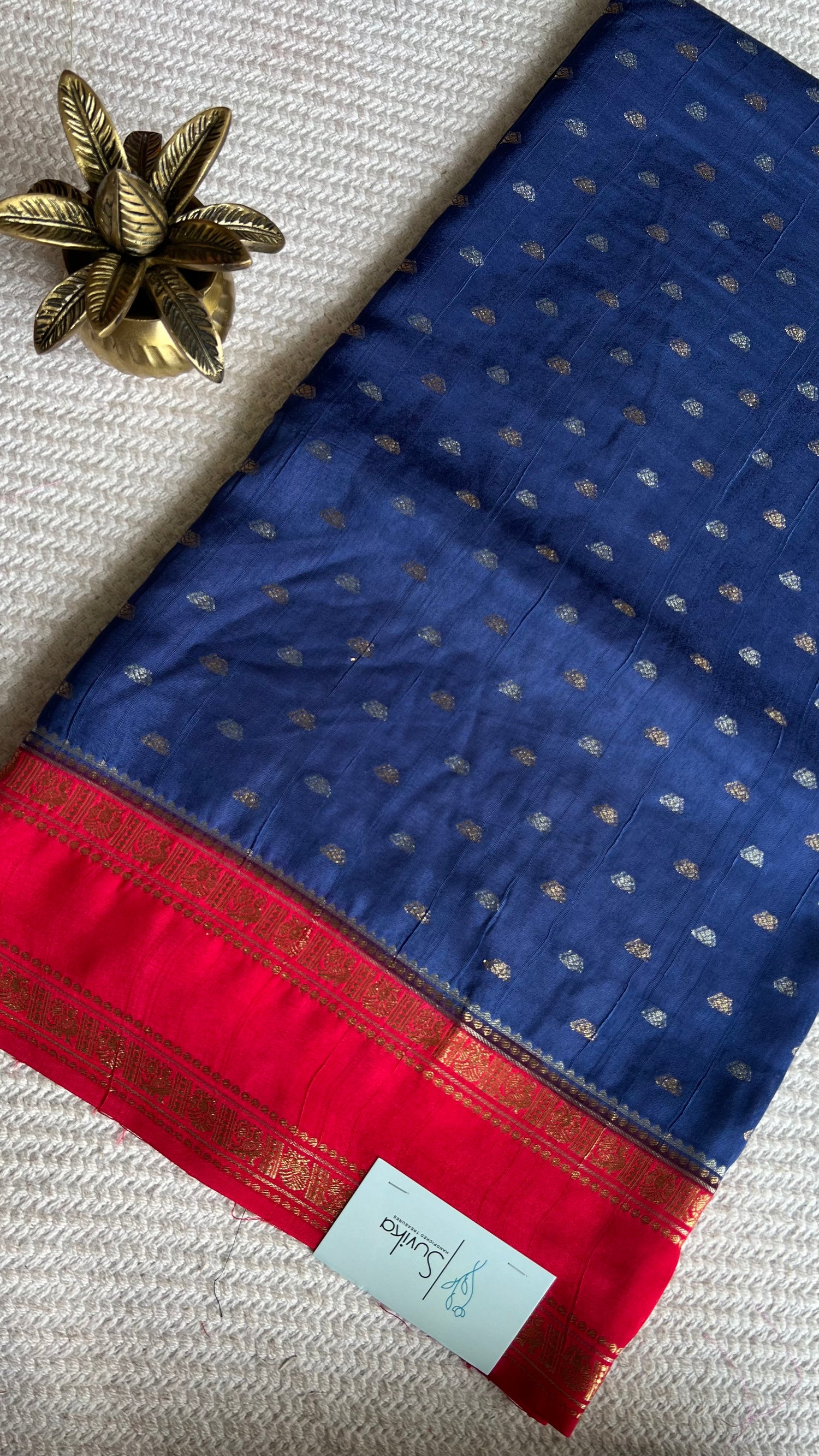 CRAPE SILK SUV5703-BLUE WITH RED