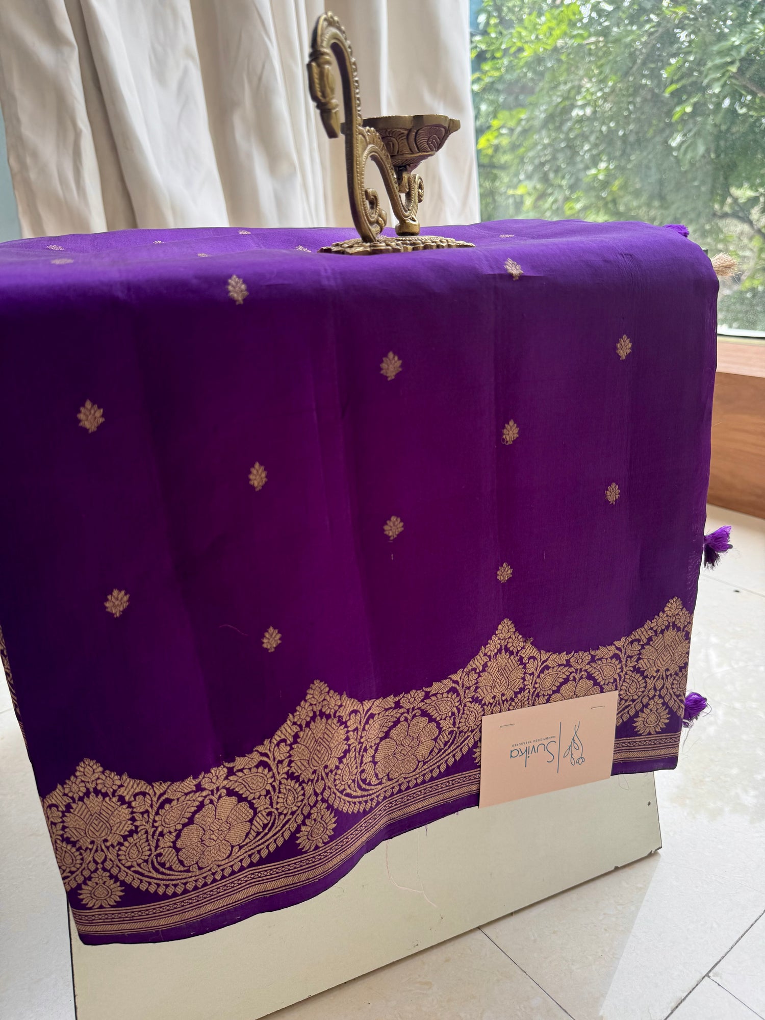 PURE BANARASI  SILK PSGM450-PURPLE