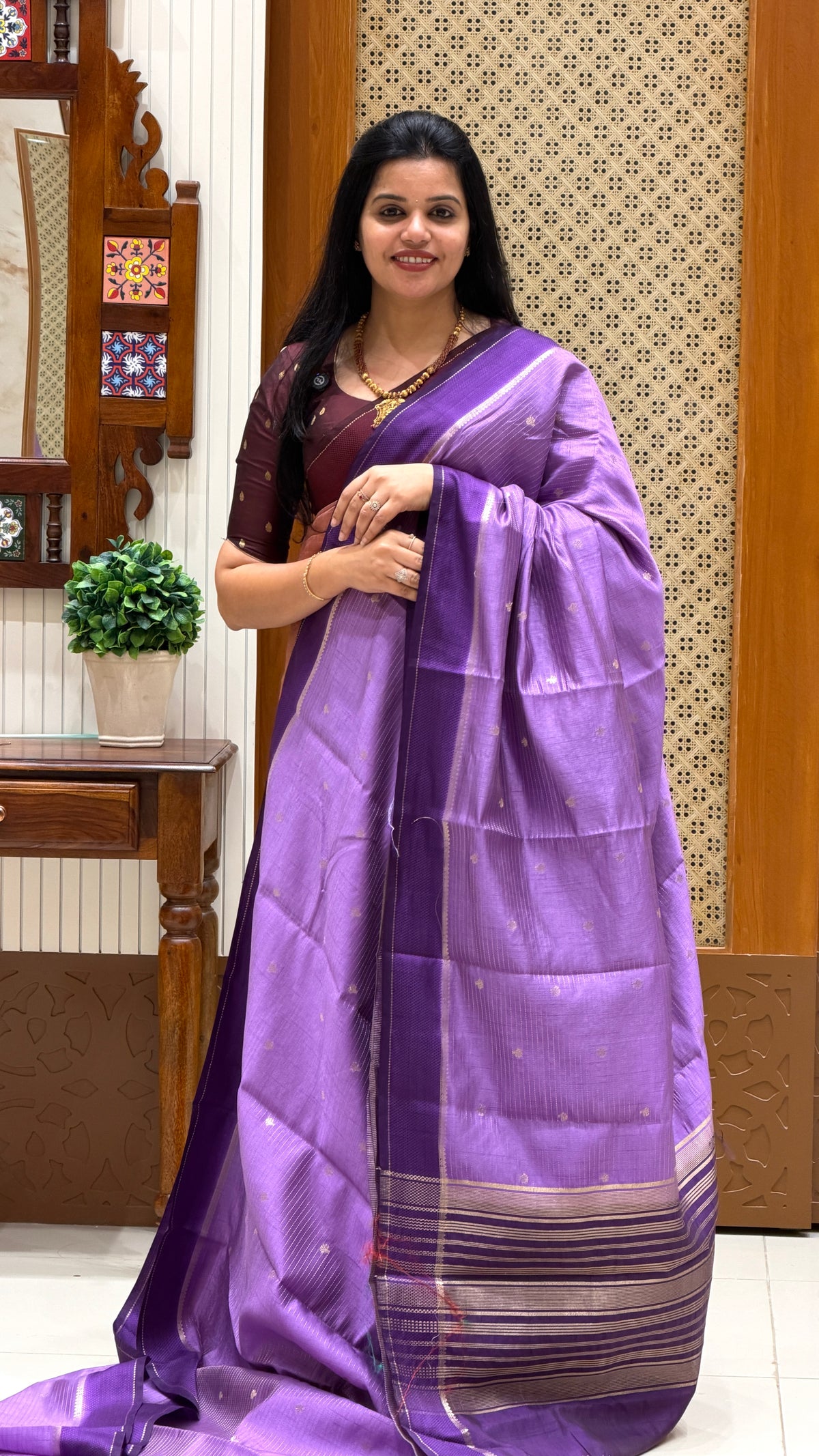TUSSER SILK SAREE SUV5859-LAVENDER