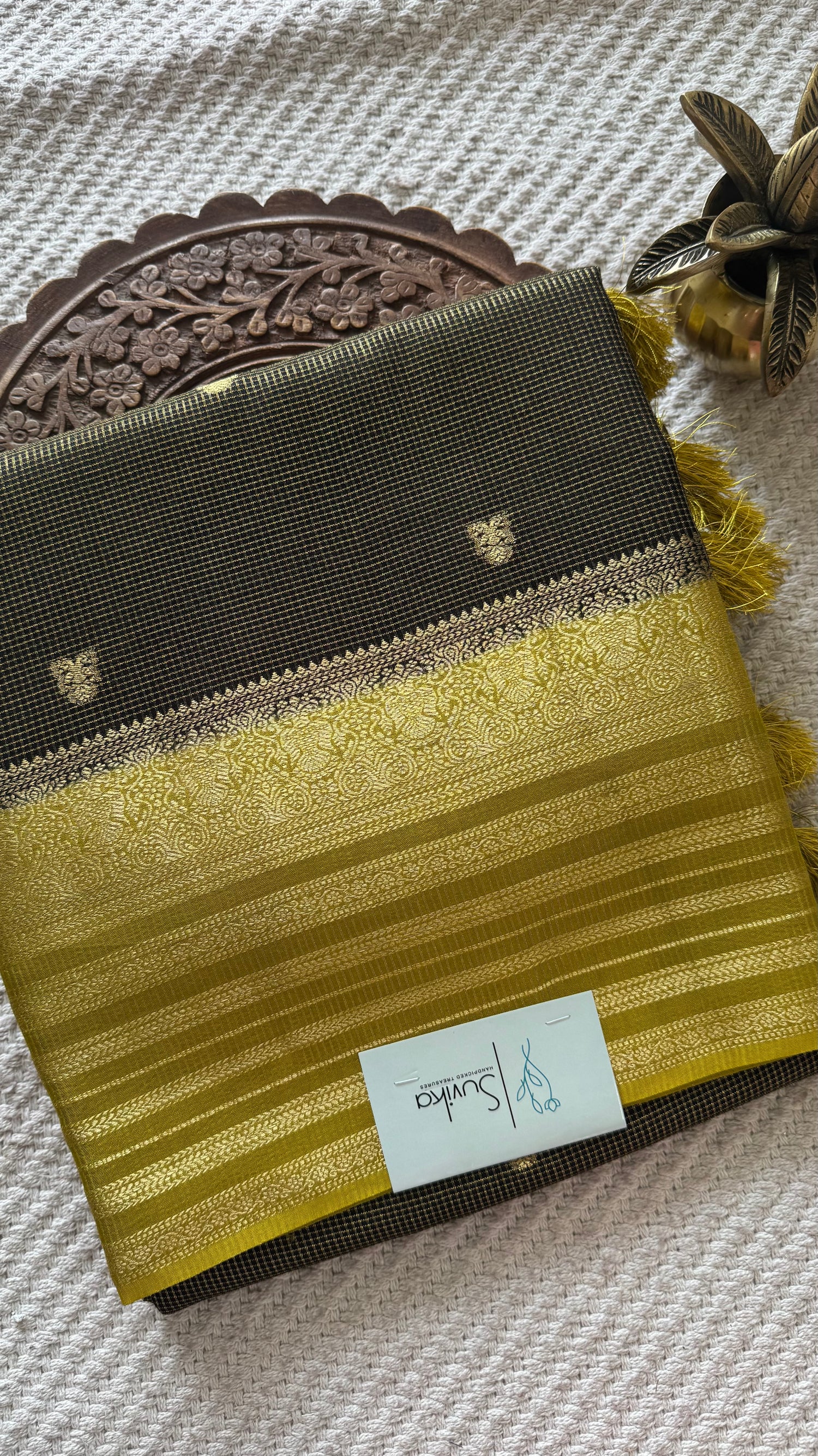 CREPE SILK SAREE SUV5455-MEHENDIGREEN WITH MINTYELLOW