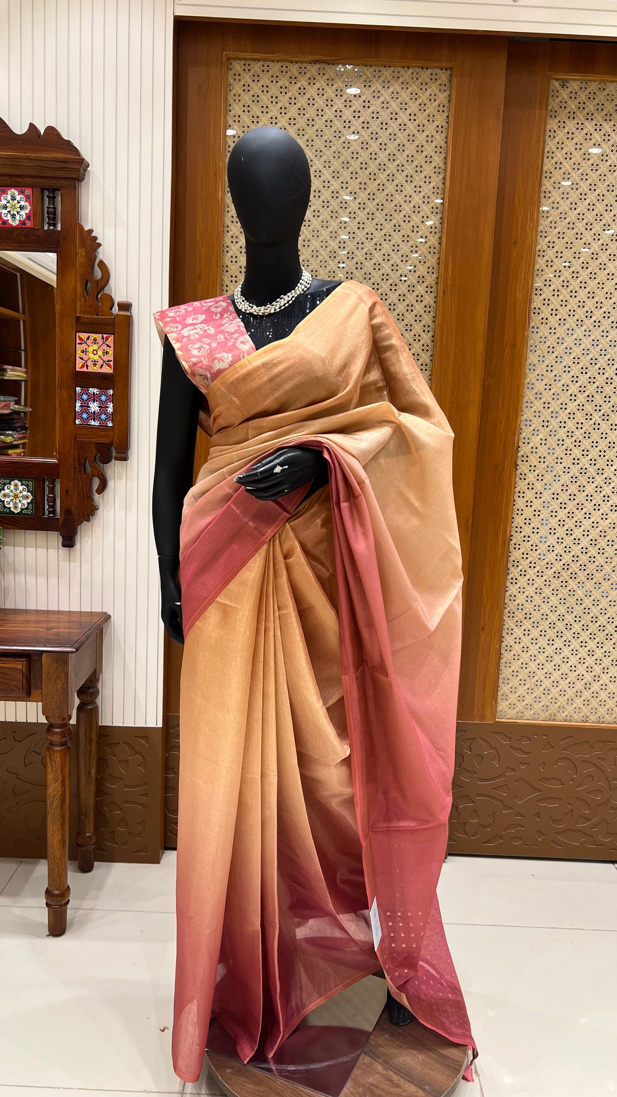 TISSUE SAREE SUV5619-PEACH