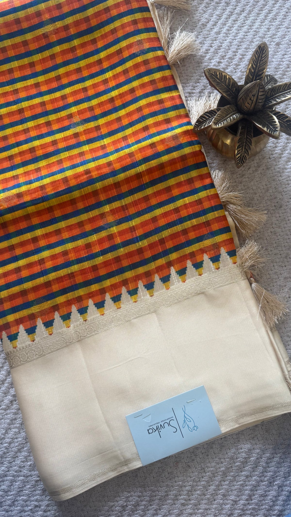 CHECKS101 CREPE SILK SUV5818-ORANGE