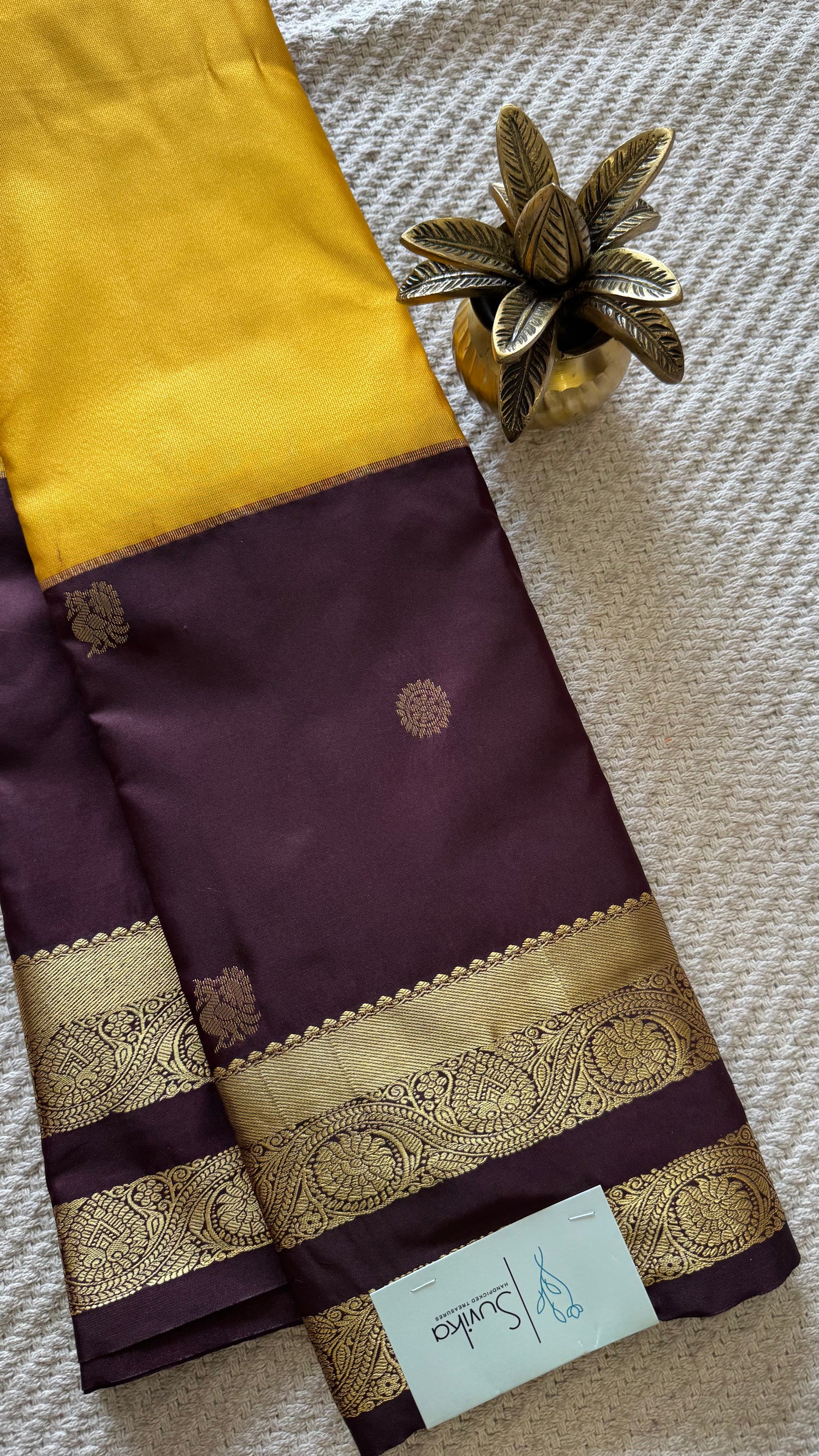 KANJIVARAM SILK SAREE SUV5612-COFFEEBROWN WITH MUSTARD