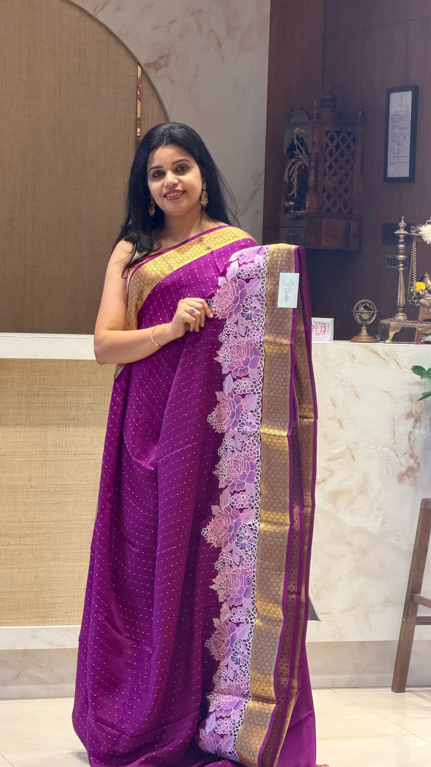 PSUV208-MAGENTA PURE MYSORE CREPE