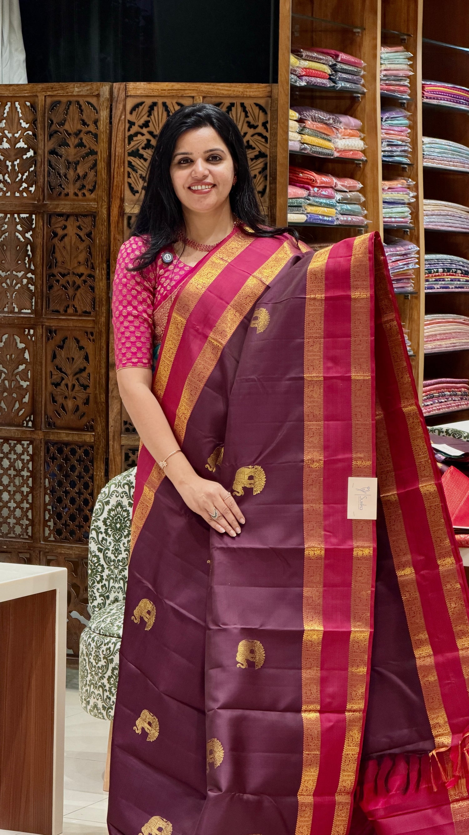 PURE KANJEEVARAM SILK PSM147-WINE WITH PINK