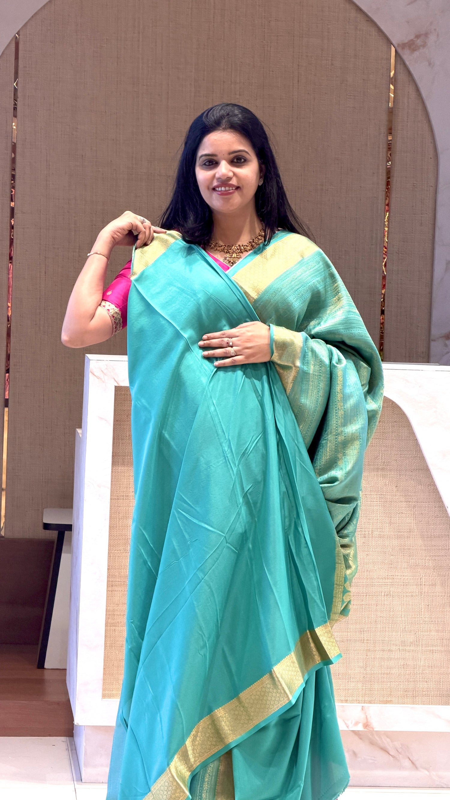 PSUV196 - SEA GREEN Pure Mysore crepe