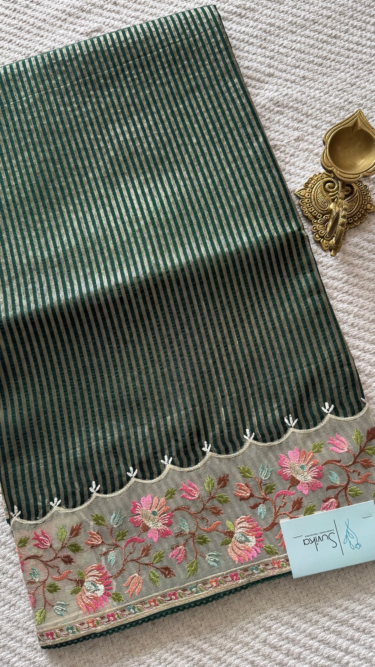 TISSUE SAREE SUV5639-BOTTLEGREEN